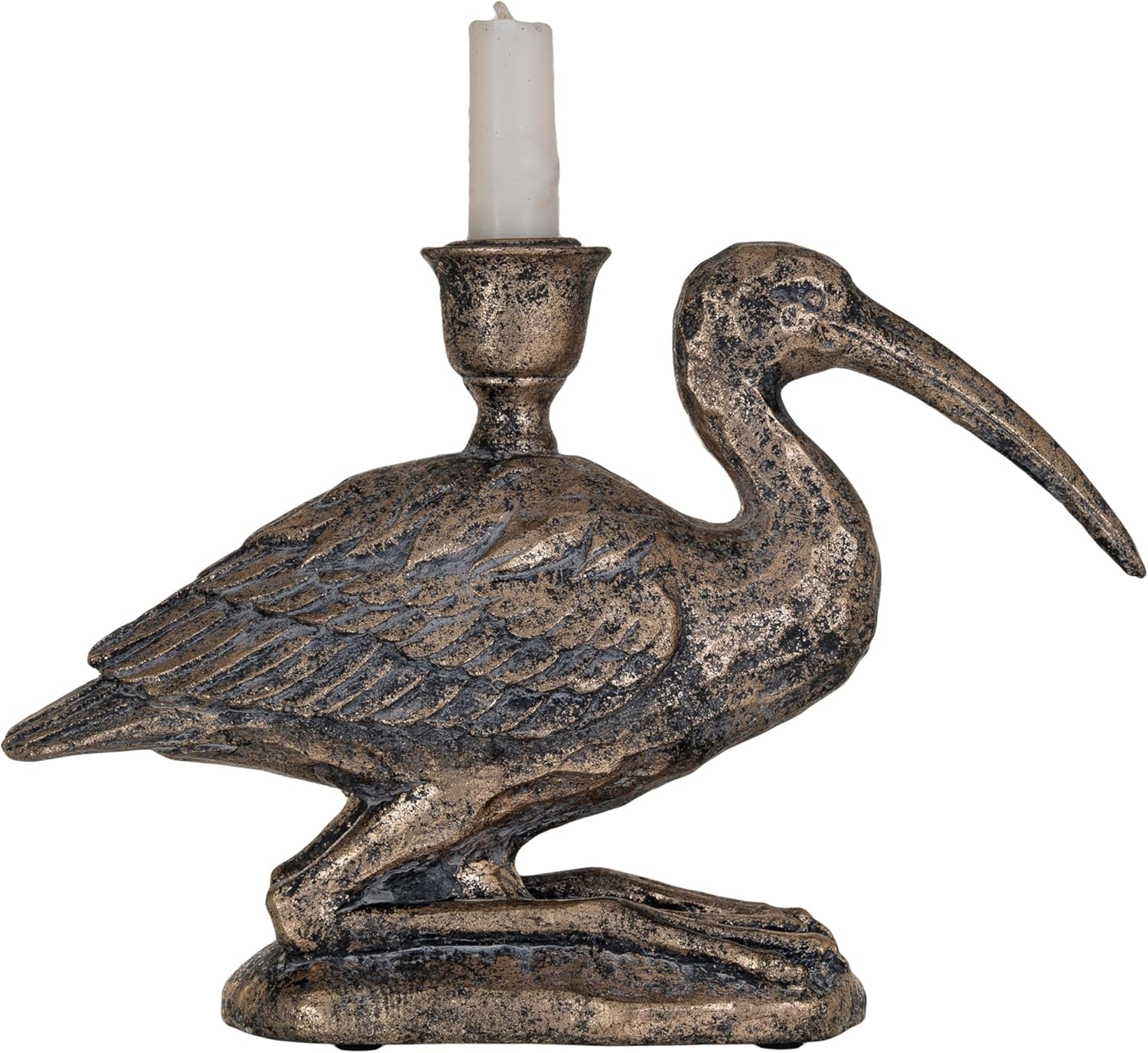 Creative Co-Op Decorative Resin Bird Taper Holder Distressed Gold