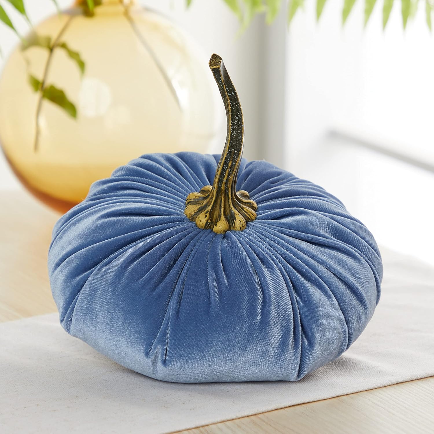 Set of 3 Velvet Pumpkins Baby Shower Decor