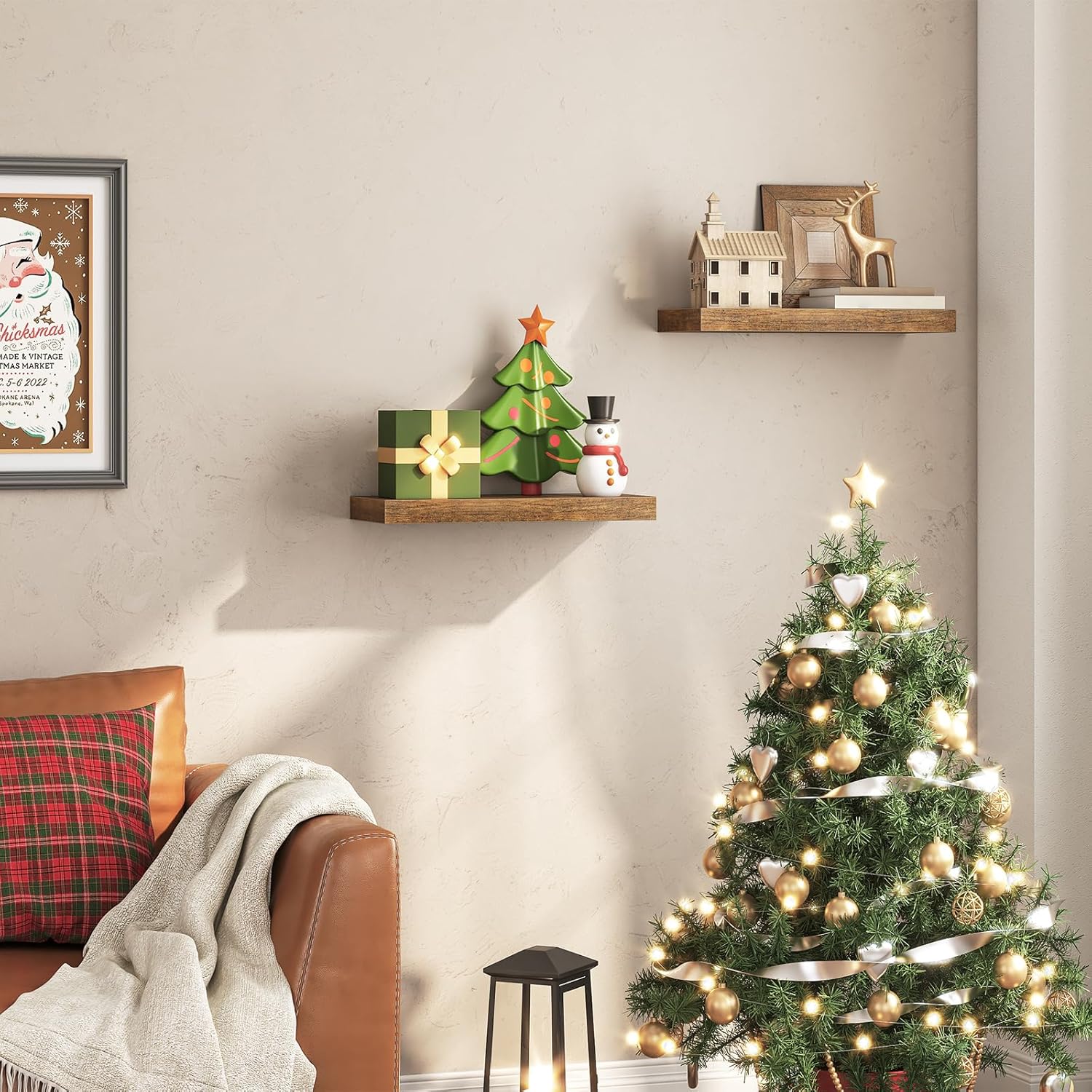 HOOBRO Floating Shelves Set of 2 Rustic Brown