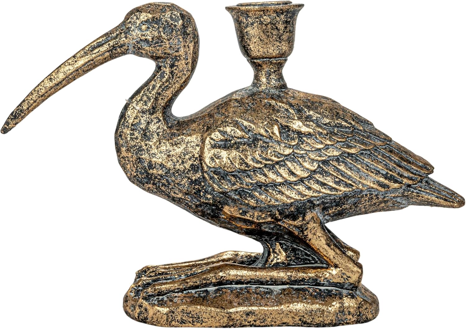 Creative Co-Op Decorative Resin Bird Taper Holder Distressed Gold