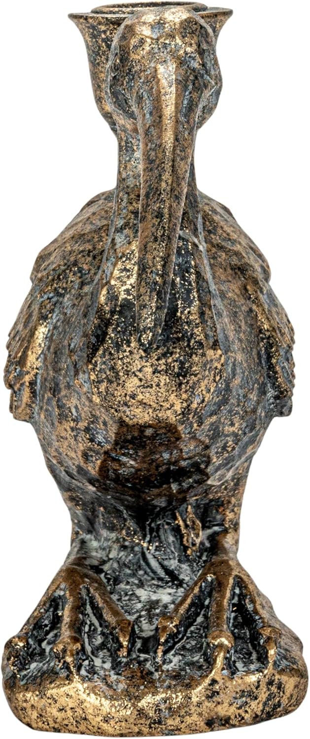 Creative Co-Op Decorative Resin Bird Taper Holder Distressed Gold