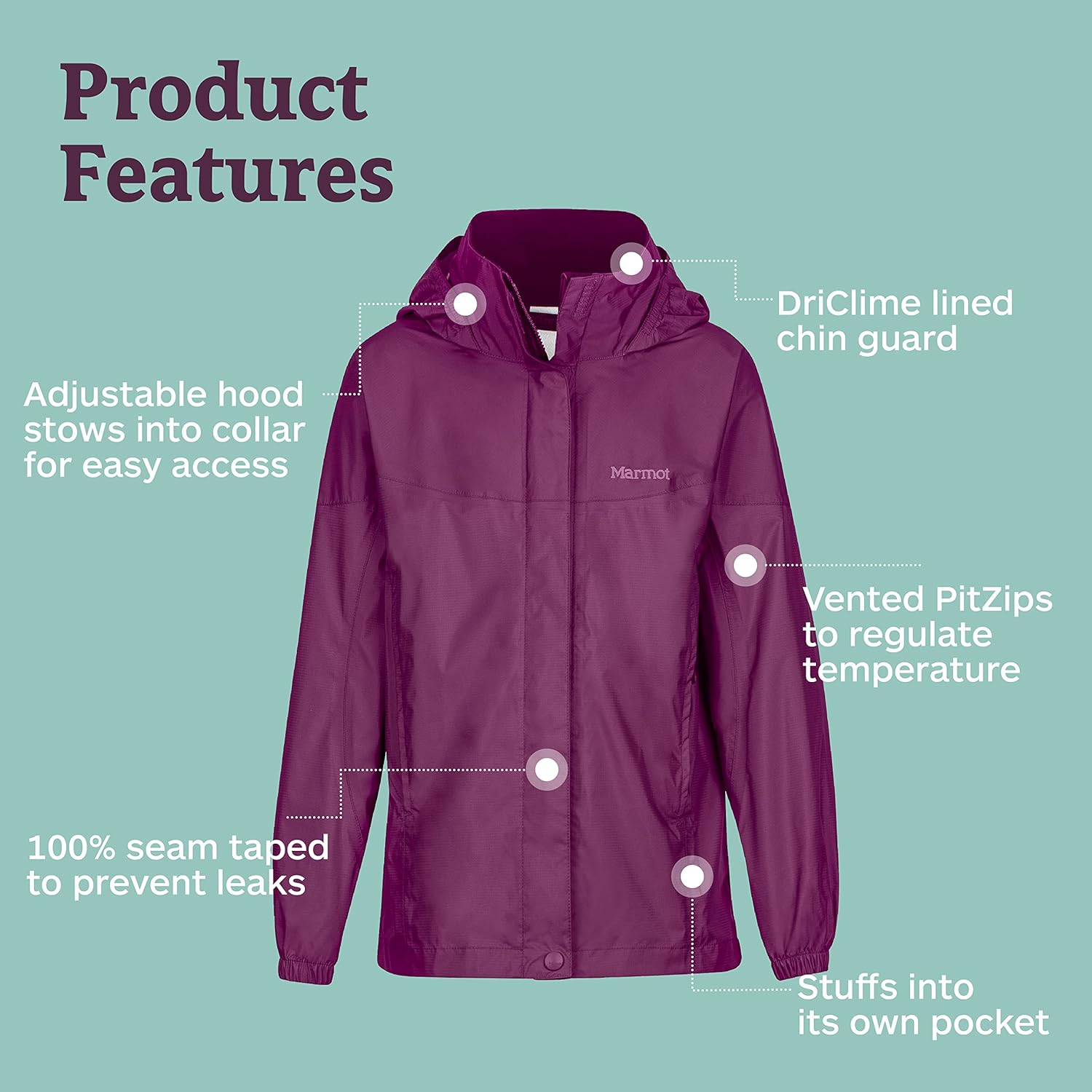 MARMOT Kids Precip Eco Waterproof Rain Jacket