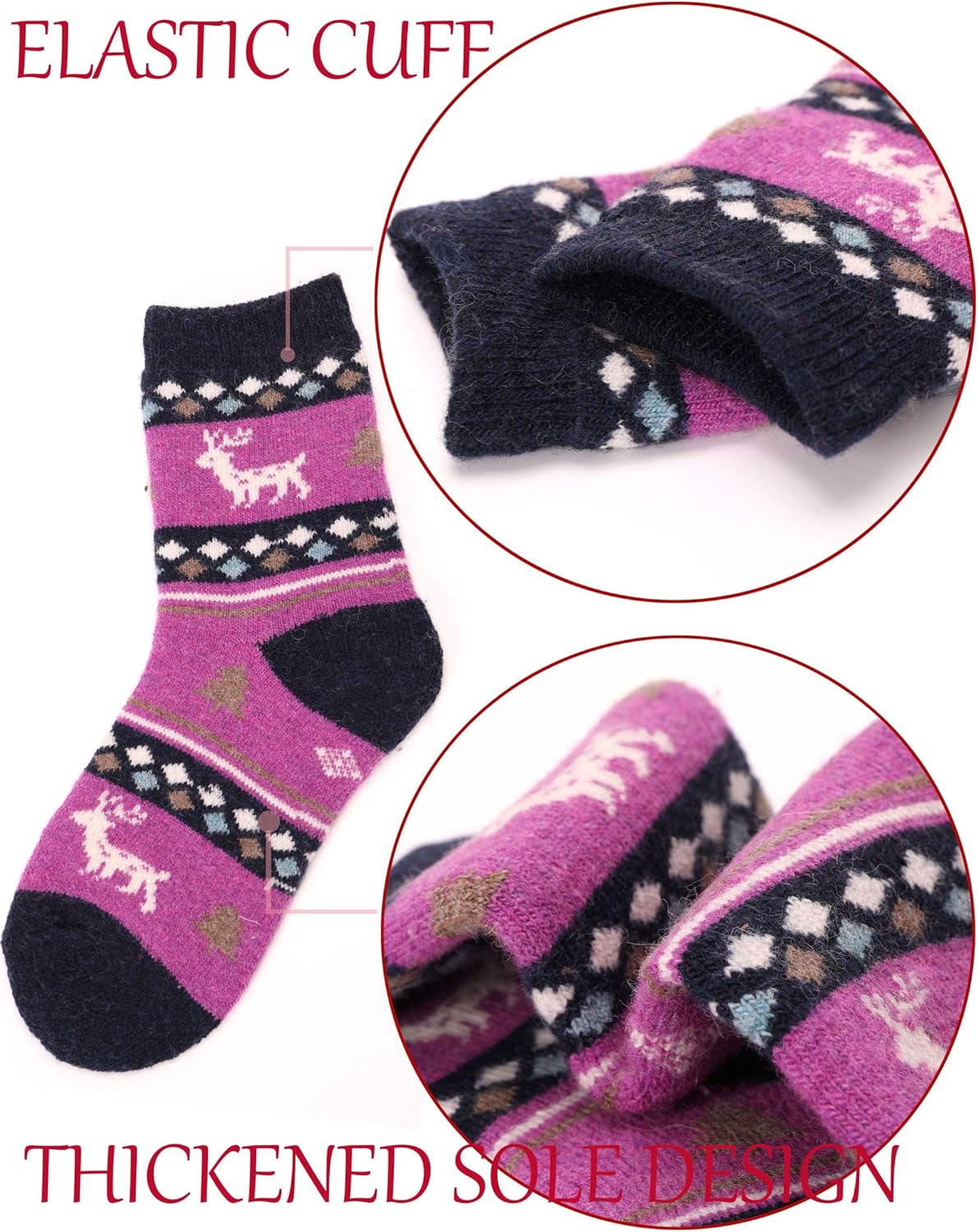 ProEtrade Thick Merino Wool Socks 6 Pack Kids Winter Hiking