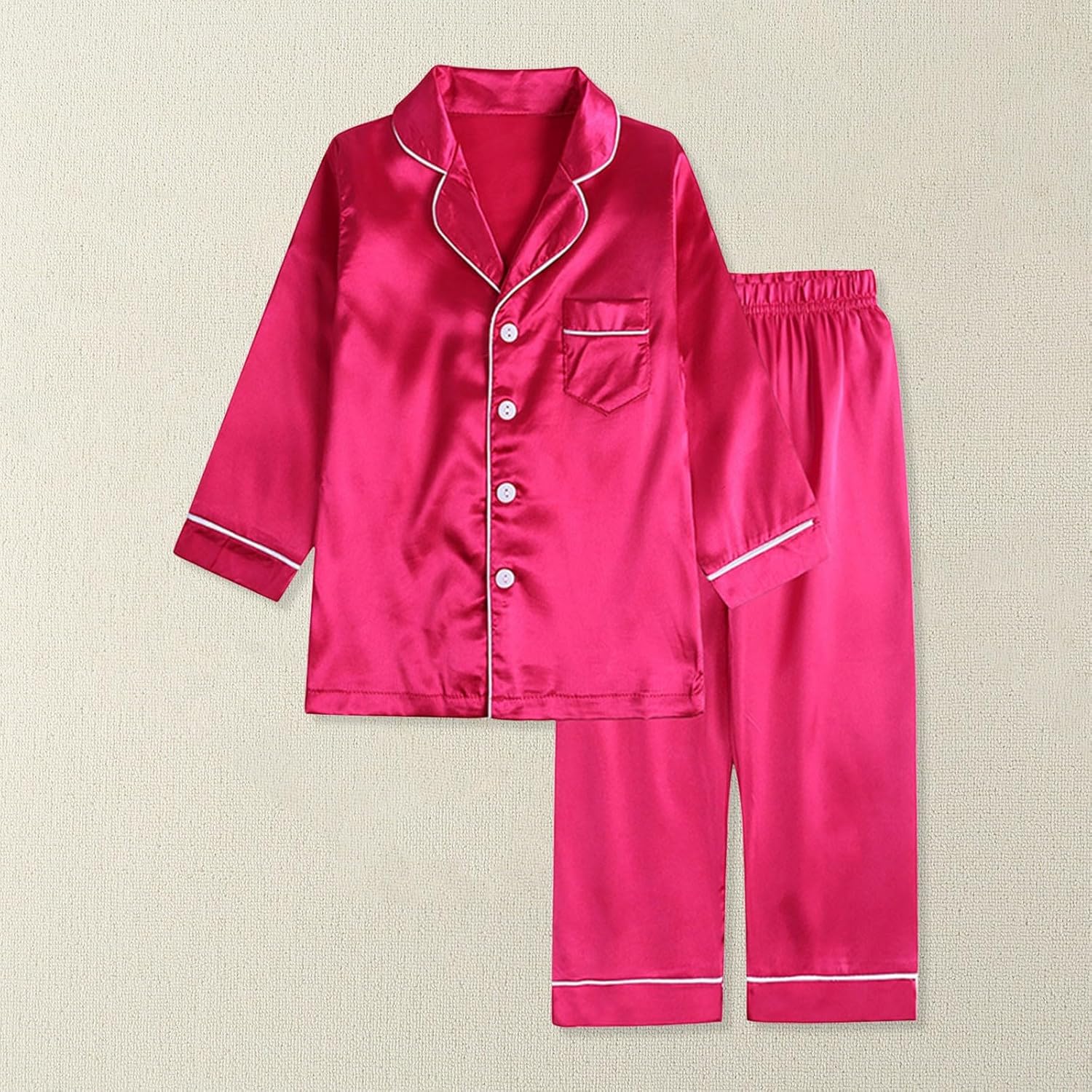 Unisex Satin Pajamas Set for Kids - Soft Breathable Machine Washable