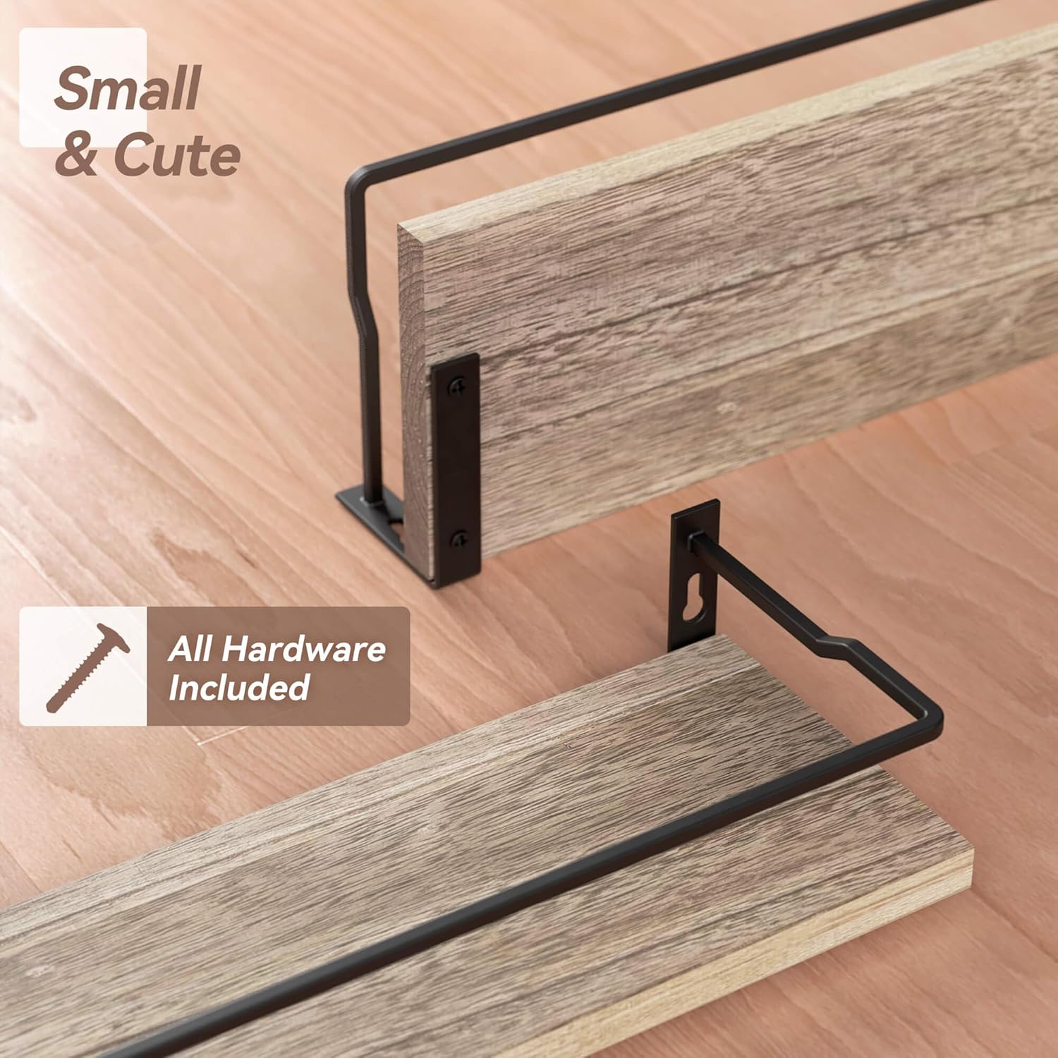 RICHER HOUSE Floating Bathroom Shelves Set of 2 Carbonized Black