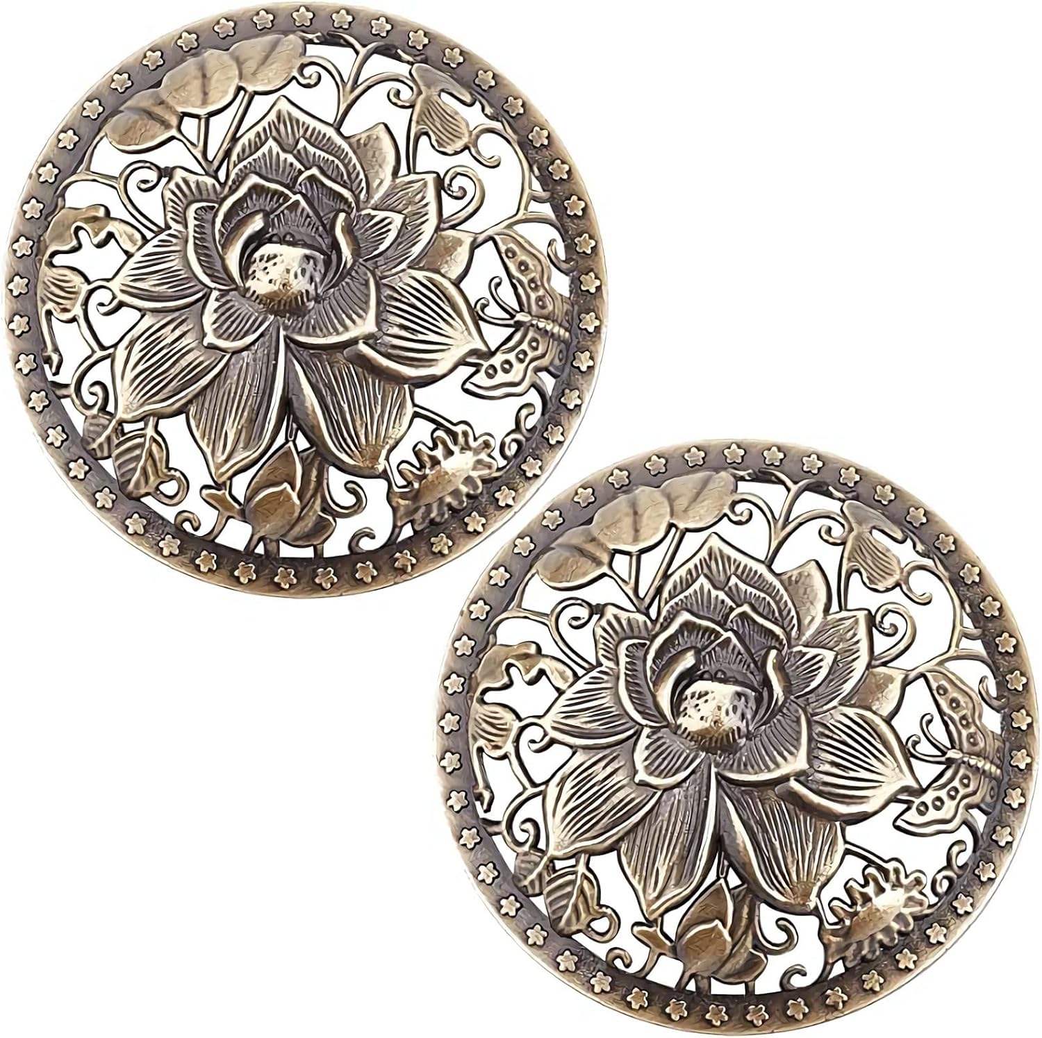 GORGECRAFT 2PCS Bronze Lotus Candle Covers for Jar Candles