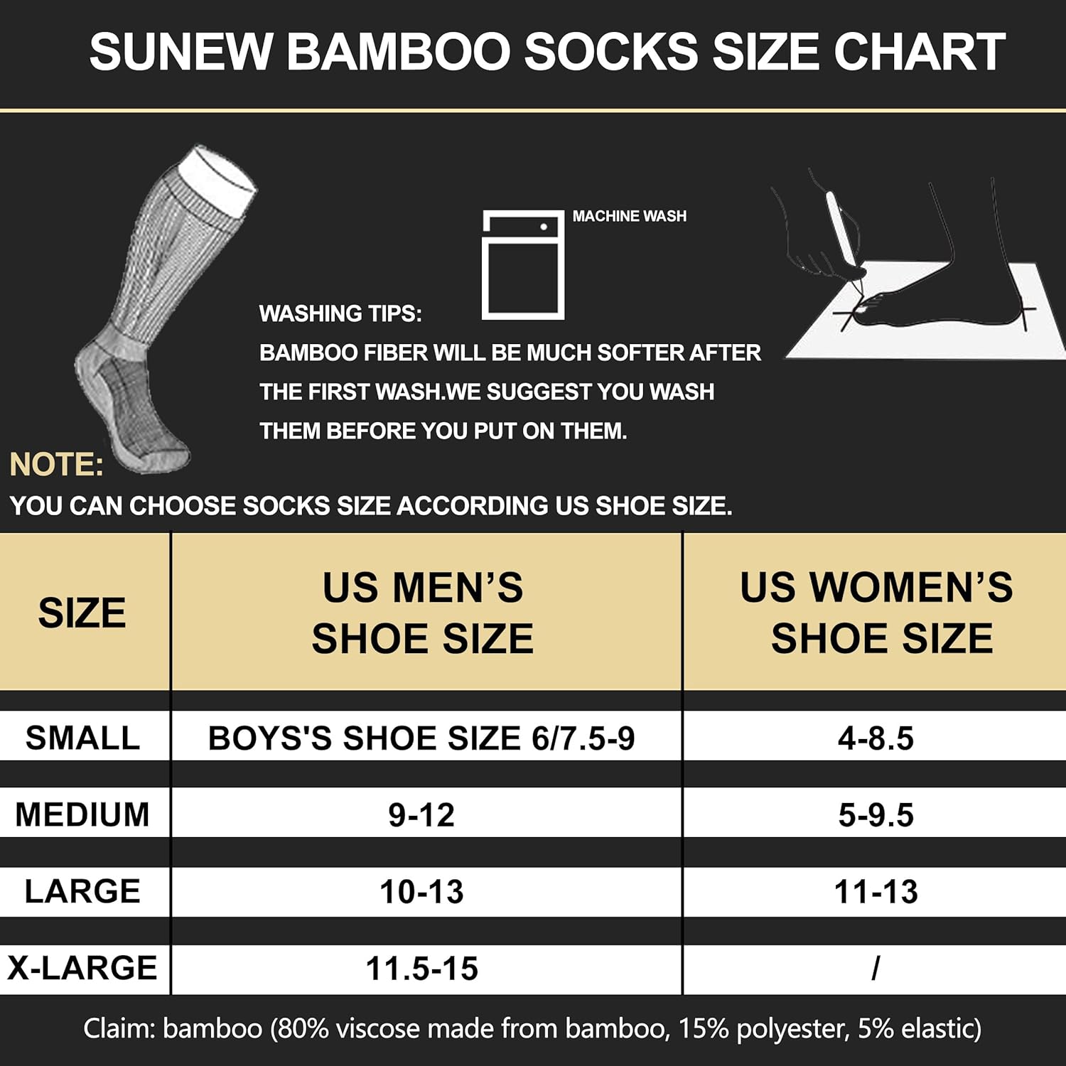 Sunew Viscose Bamboo Socks 6 Pairs Unisex Comfort