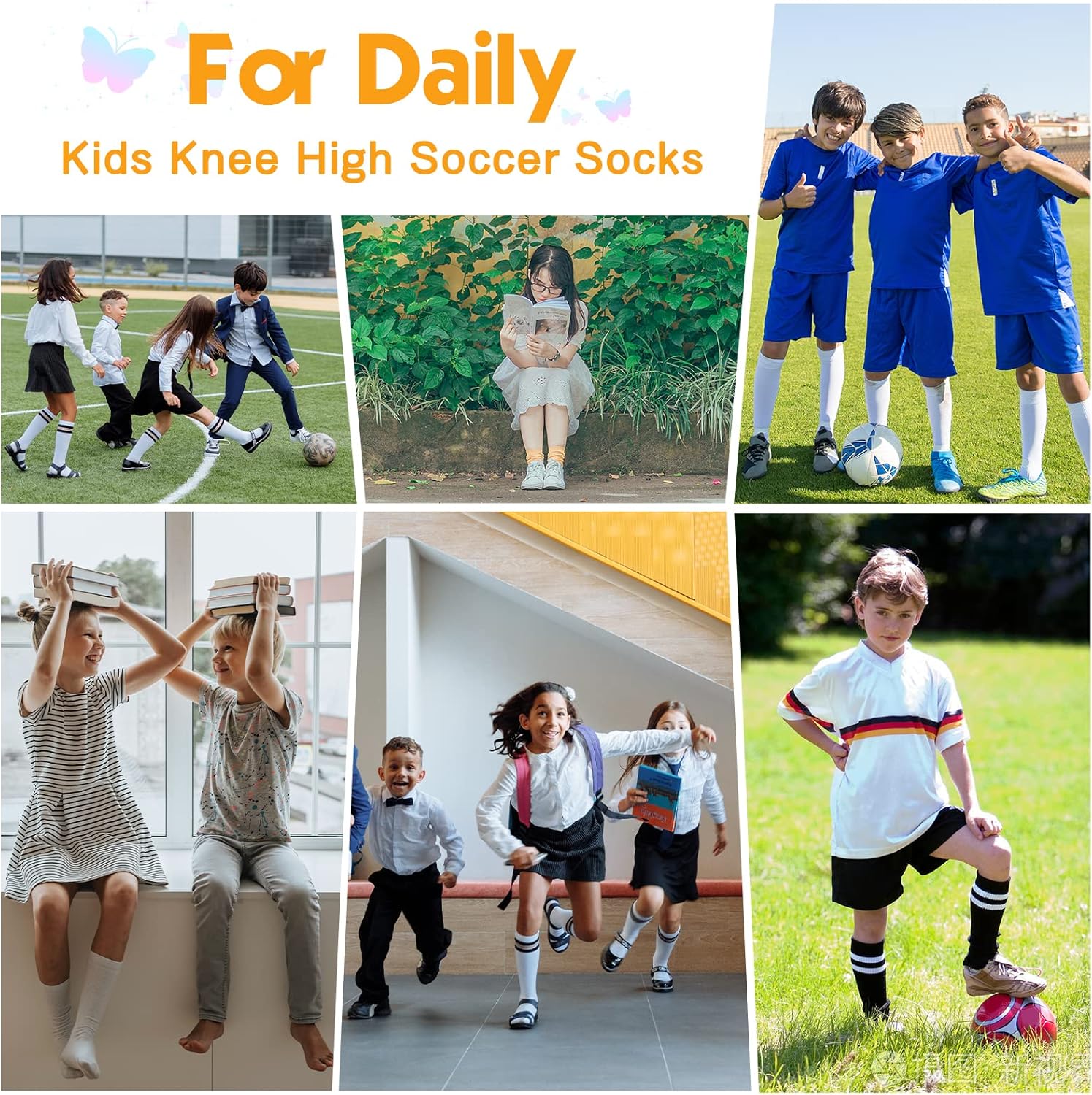 American Trends Kids Soccer Socks Knee High 3 Stripes