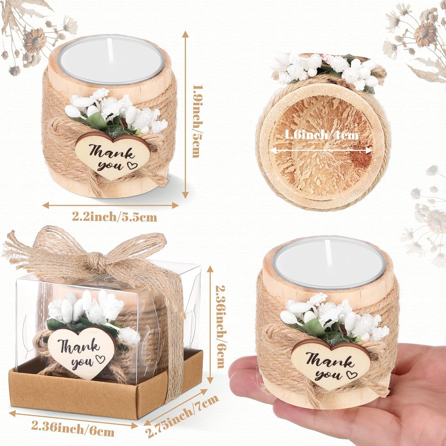 Retisee Wood Candle Holders 24 Sets Wedding Favors 1