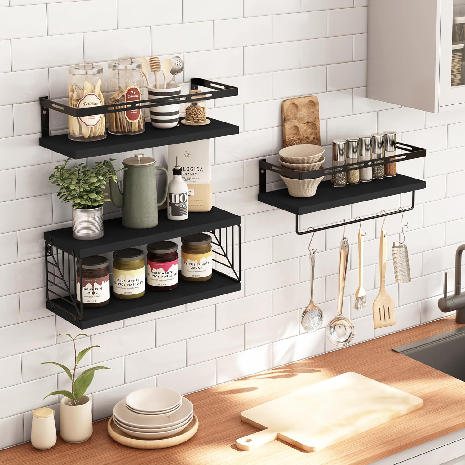 Fixwal 31 Tier Bathroom Floating Shelf with Towel Bar