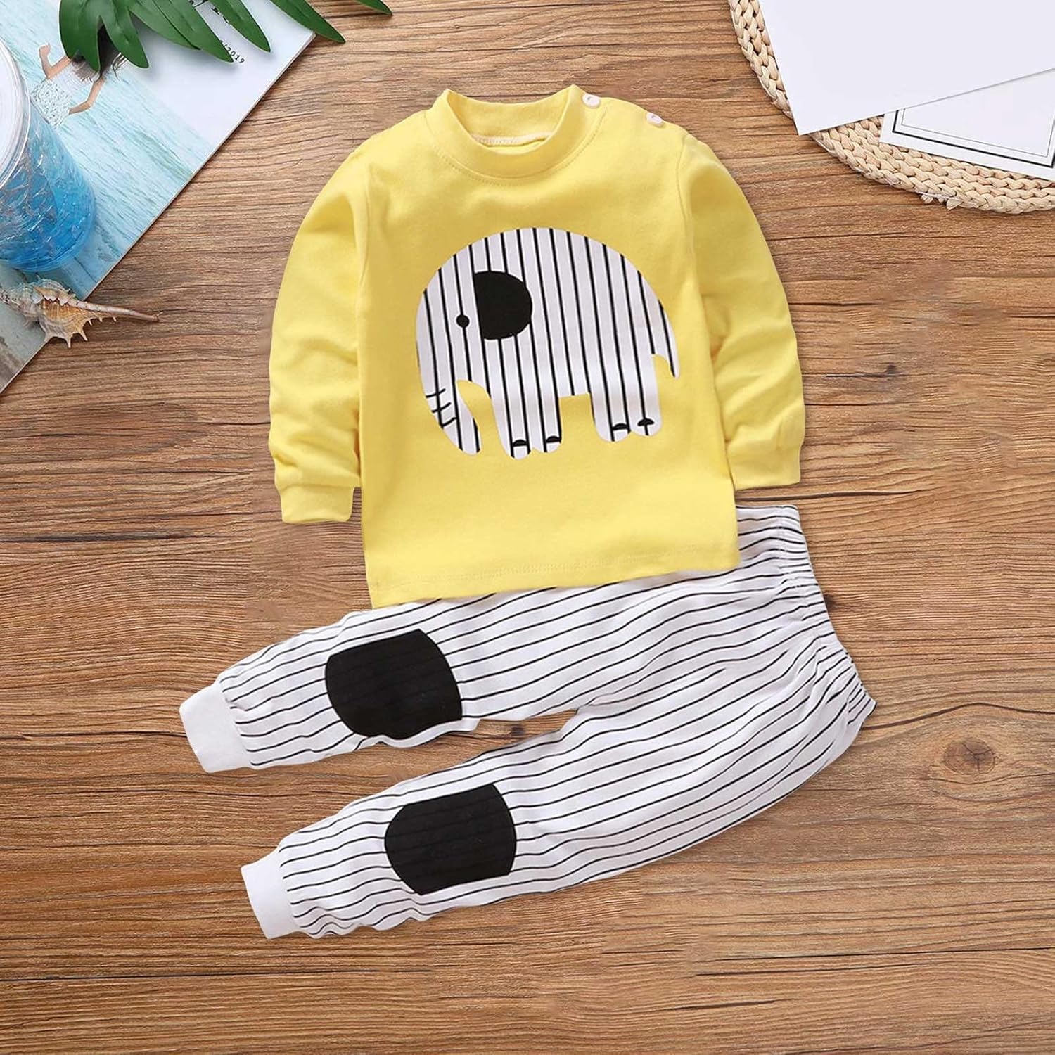 Toddler Baby Boys Girls 2-Piece Outfits Soft Tops and Pants Sets 1