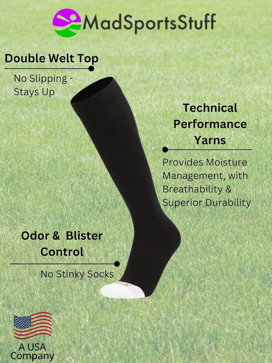 MadSportsStuff Multi-Sport Socks Belt Set - Youth Adult Sizes