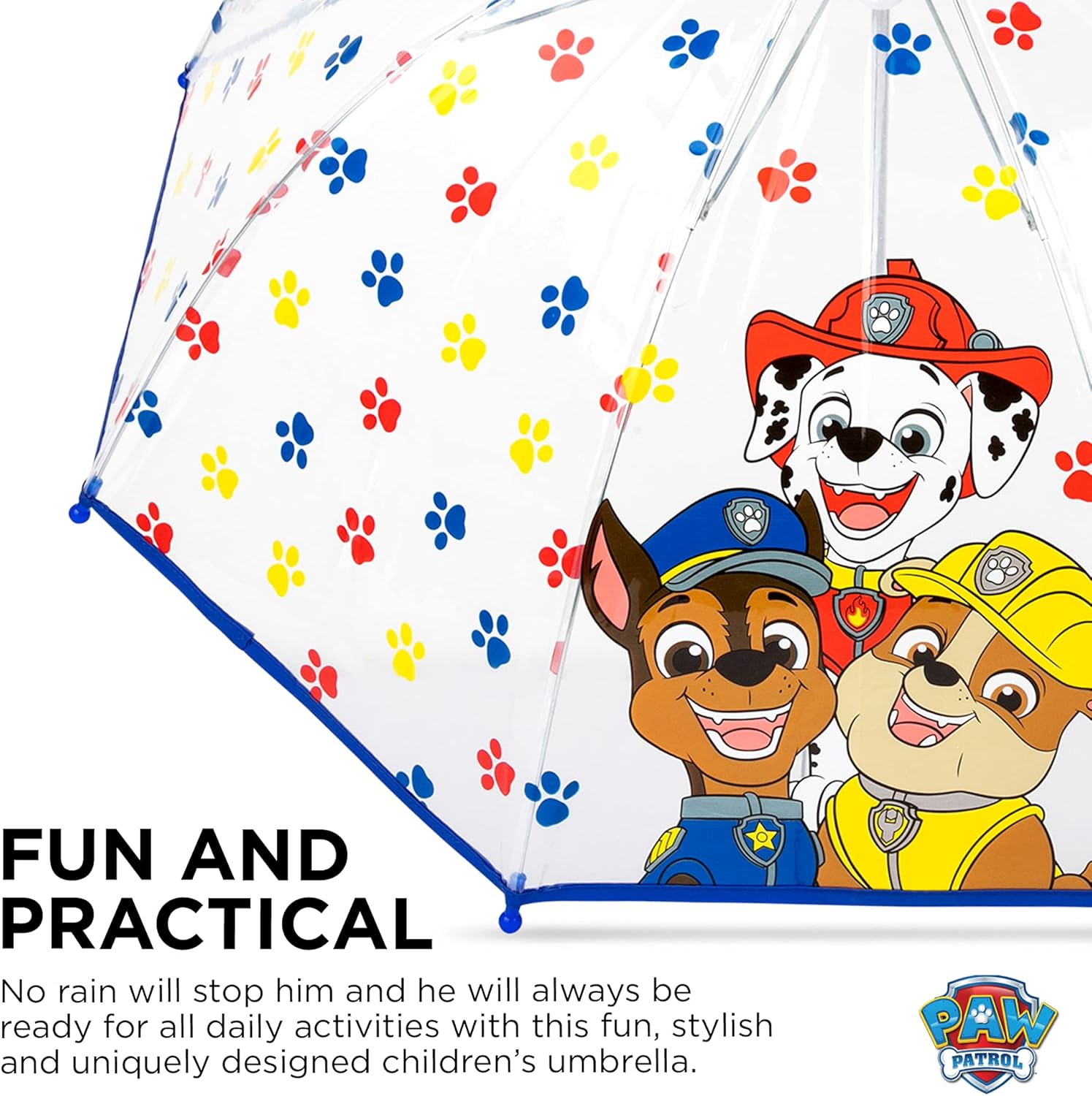Clear Umbrella for Boys with Paw Patrol Design