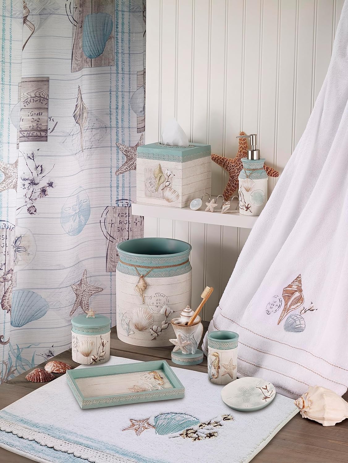 Avanti Linens Covered Jar with Shell Design