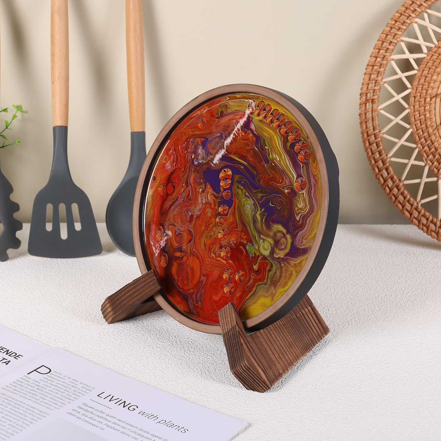 Orenm 65 Inch Wooden Picture Frame Stand with Groove Design