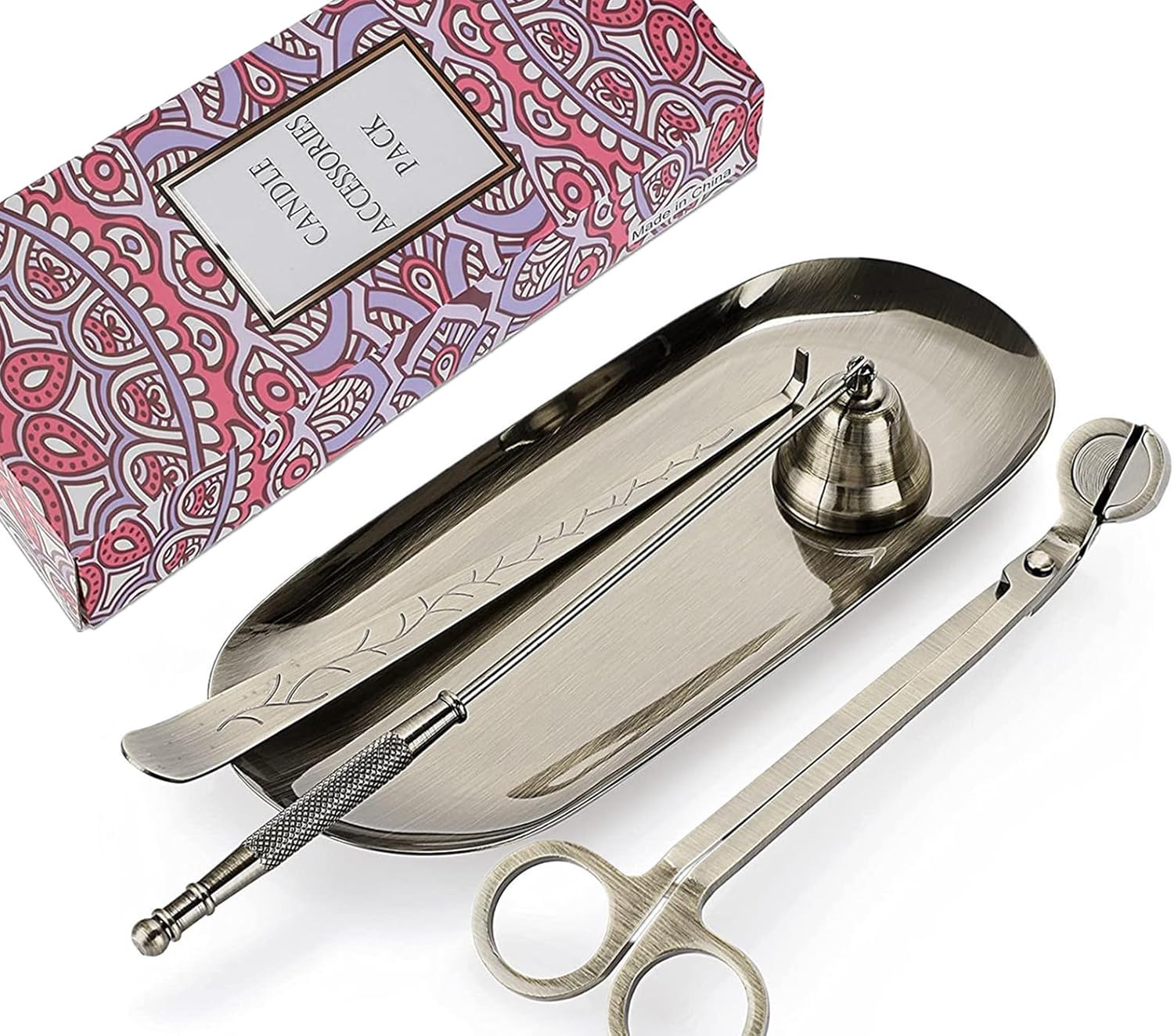 VISIKOM 4 in 1 Candle Wick Trimmer Set with Tray