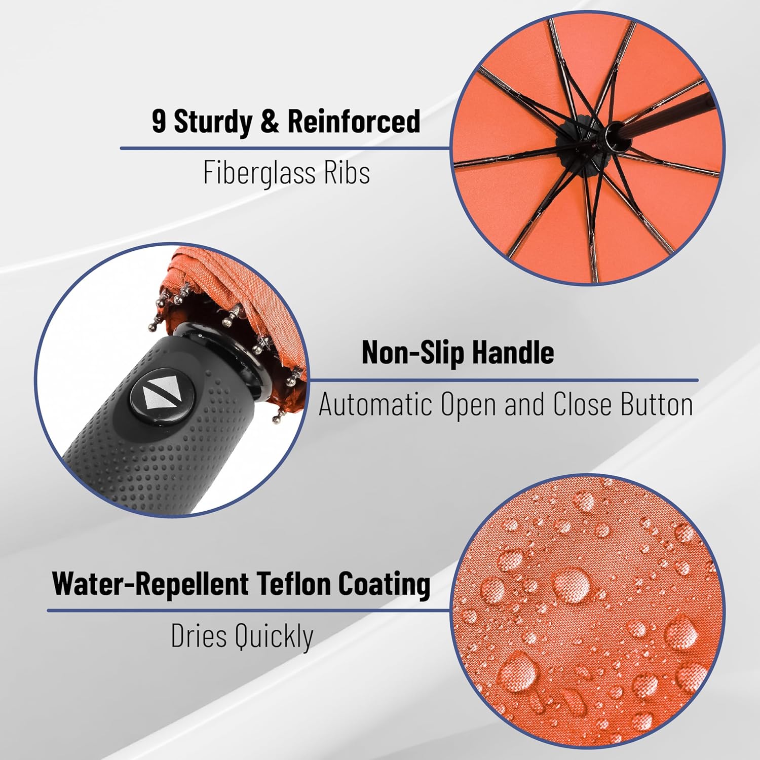 Mr Pen Windproof Travel Umbrella Orange Red