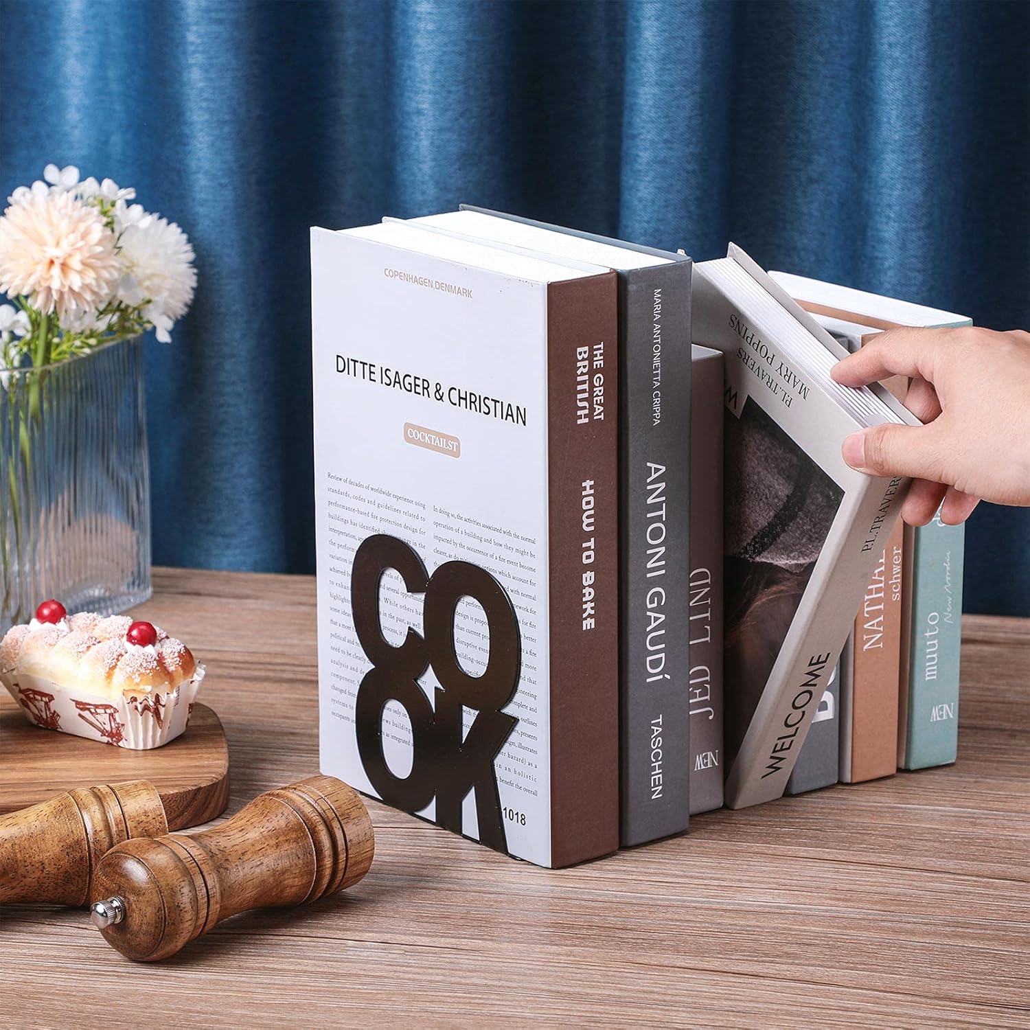 Hotop Black Decorative Bookends for Kitchen and Bookshelves