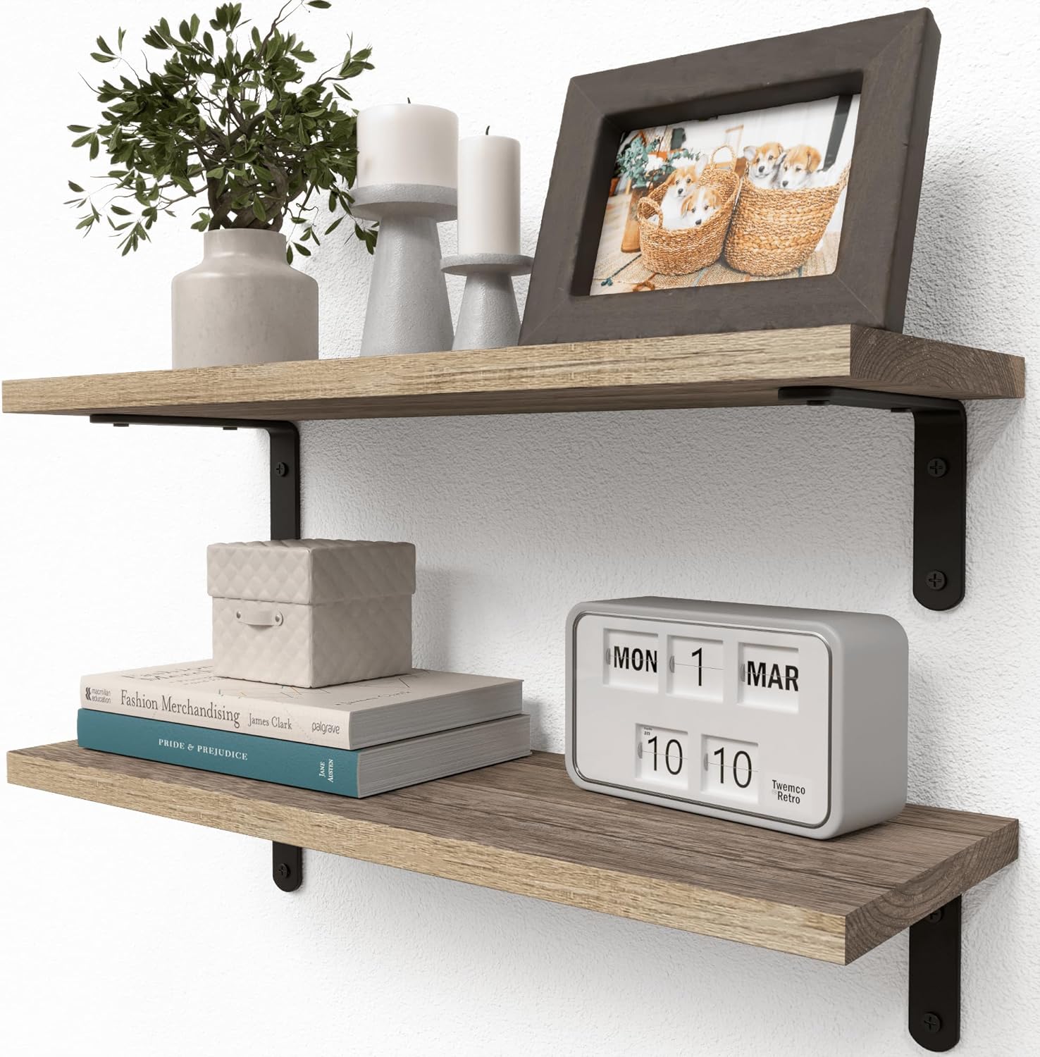 RICHER HOUSE Floating Shelves Set of 2 - Carbonized Black