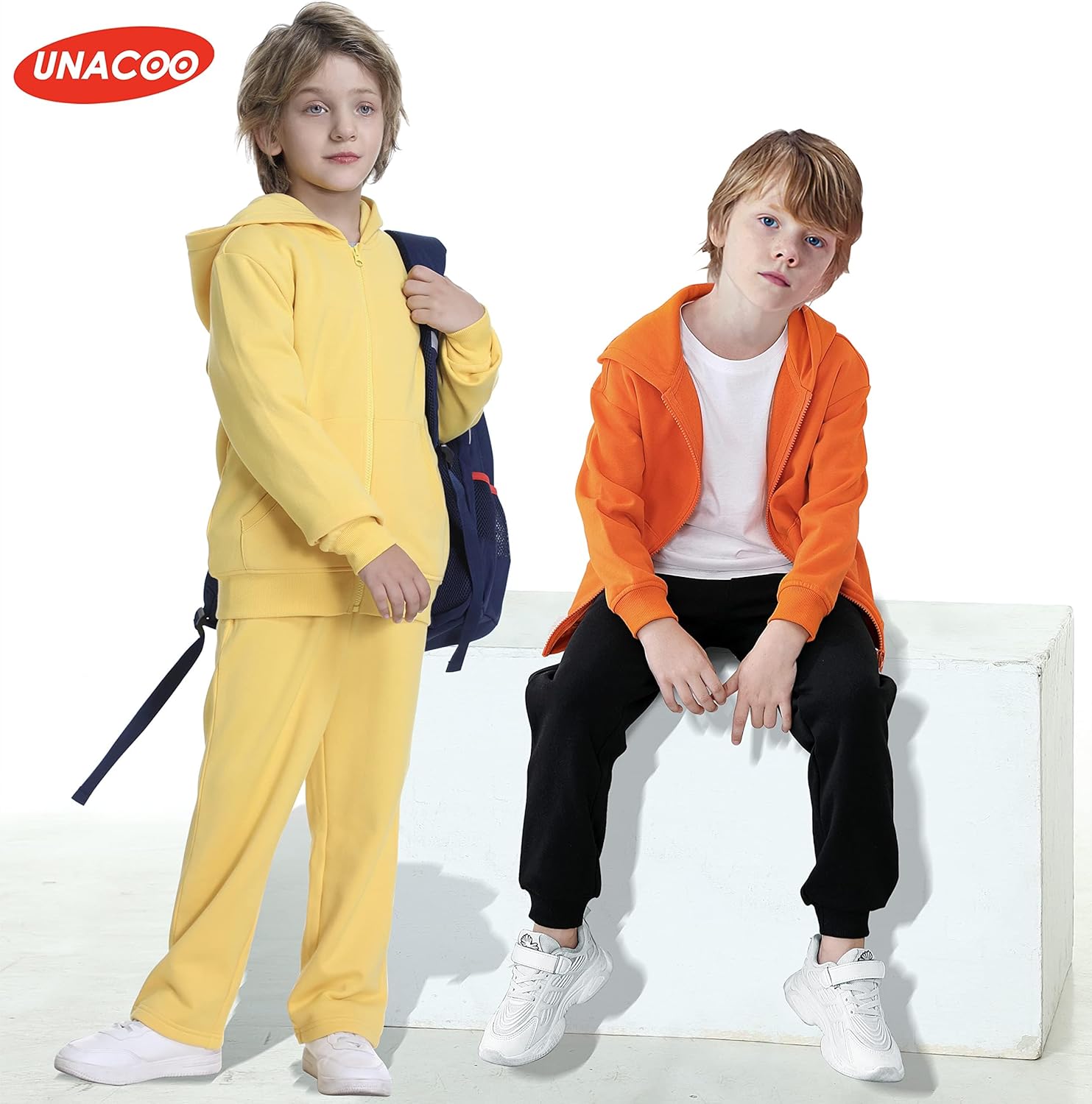 UNACOO Zip Up Hoodie Kids 3-12 Years Soft Fleece Sweatshirt