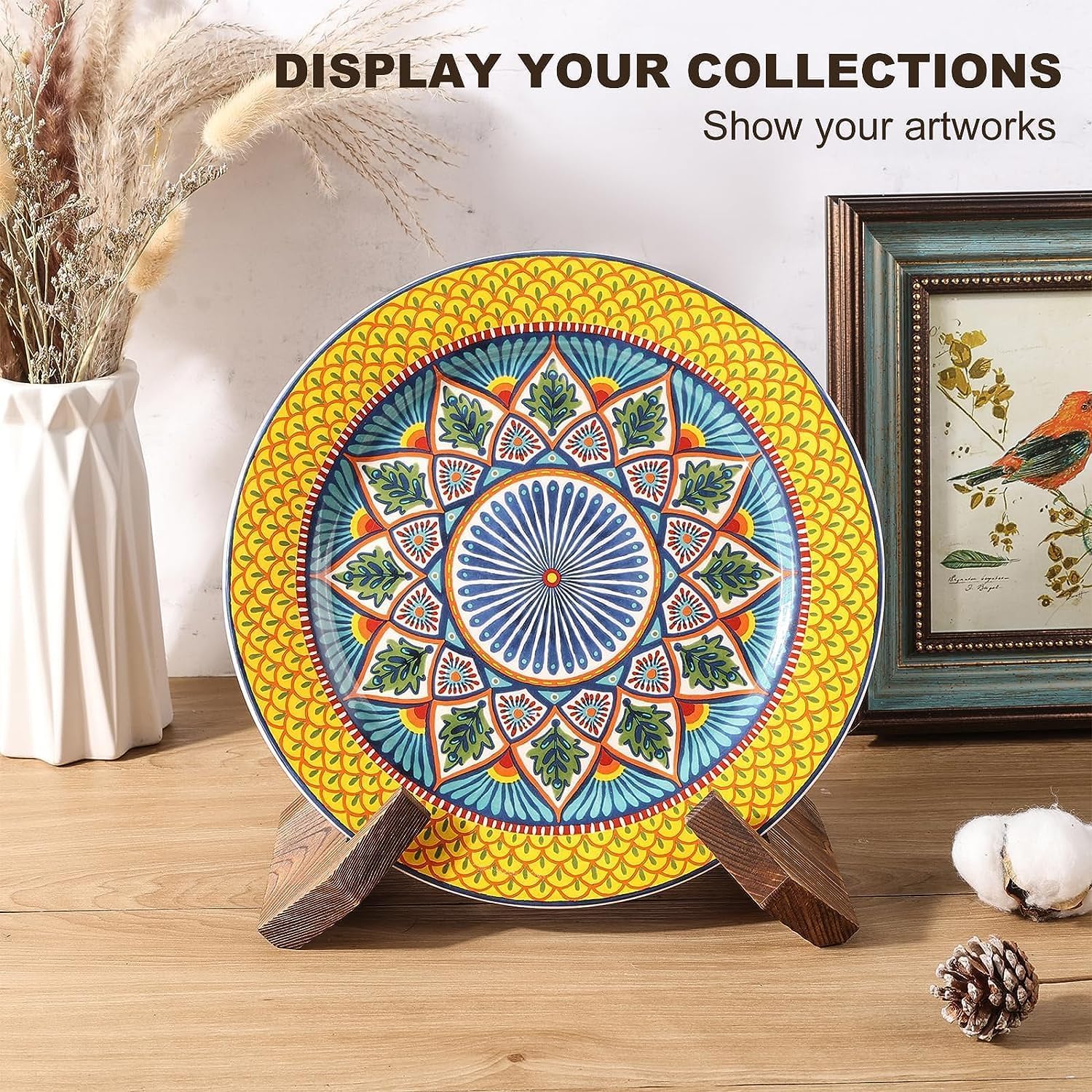 3 Pack Plate Stand Display - 65 Inch Wooden Easel Holder