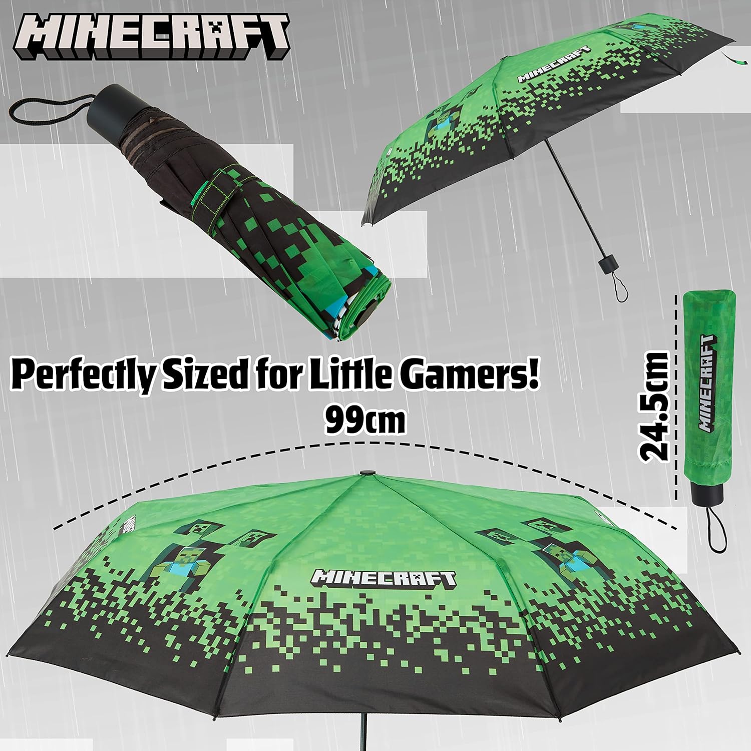 Minecraft Folding Umbrella for Boys Girls