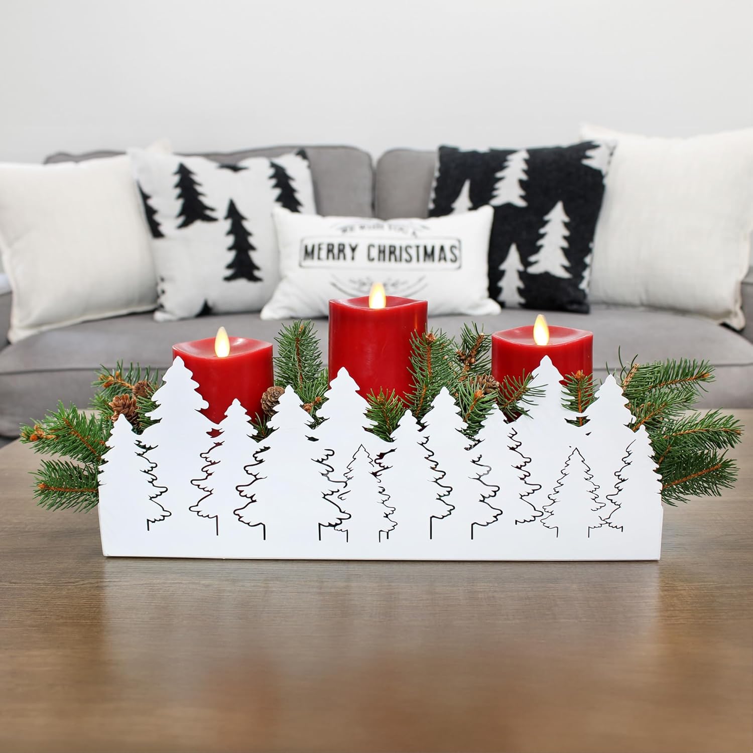AuldHome Design Christmas Tree Galvanized Tray White
