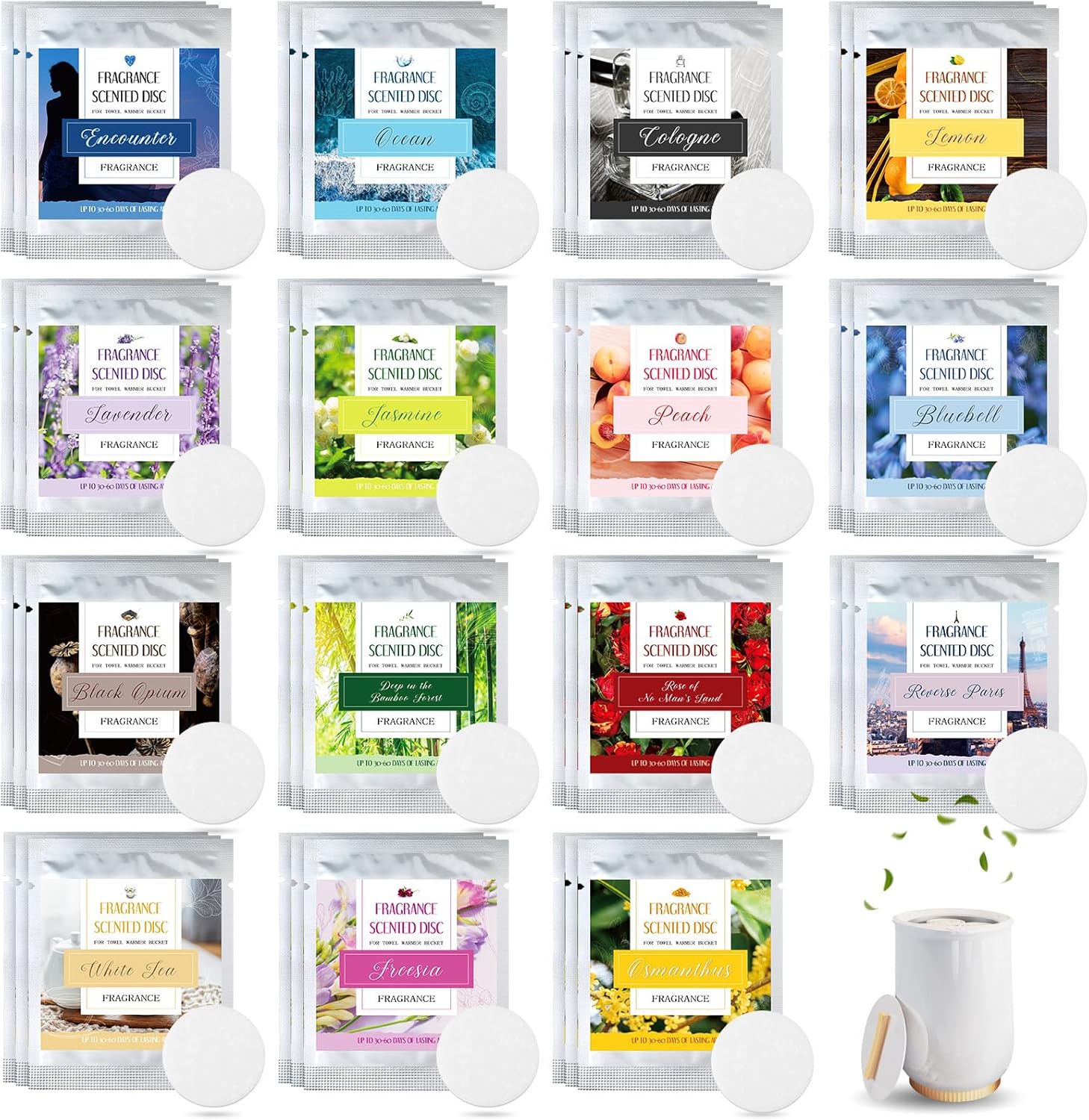 45 Pcs Fragrance Discs for Towel Warmers - 15 Unique Scents