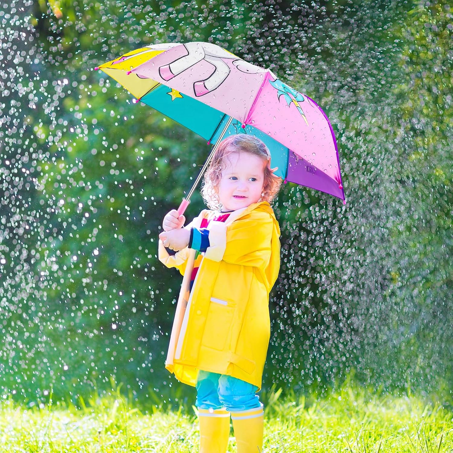 EAONE Kids Umbrella with J Handle and Whistle