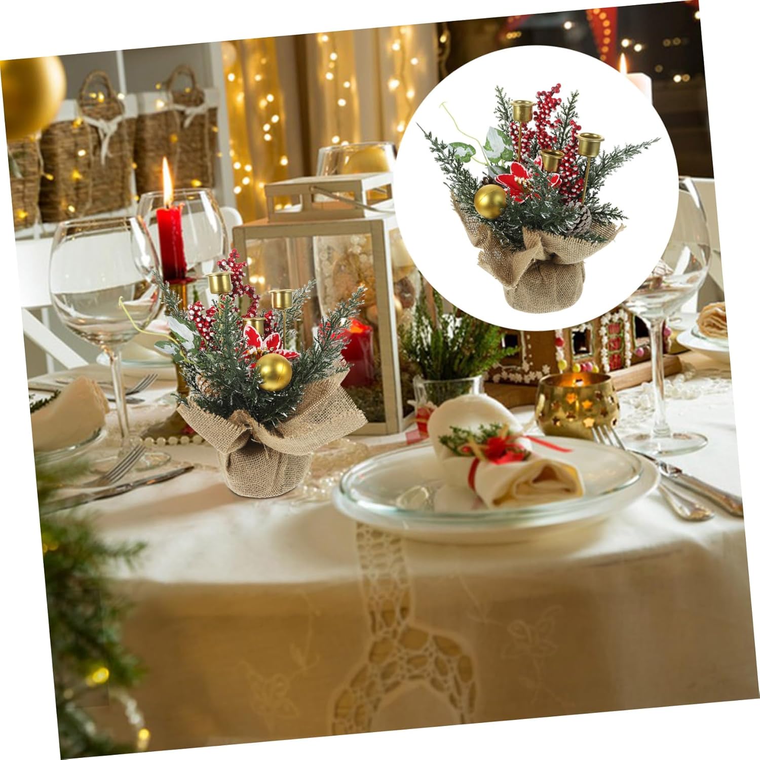 Luxshiny Christmas Fruit Ring Candle Holder