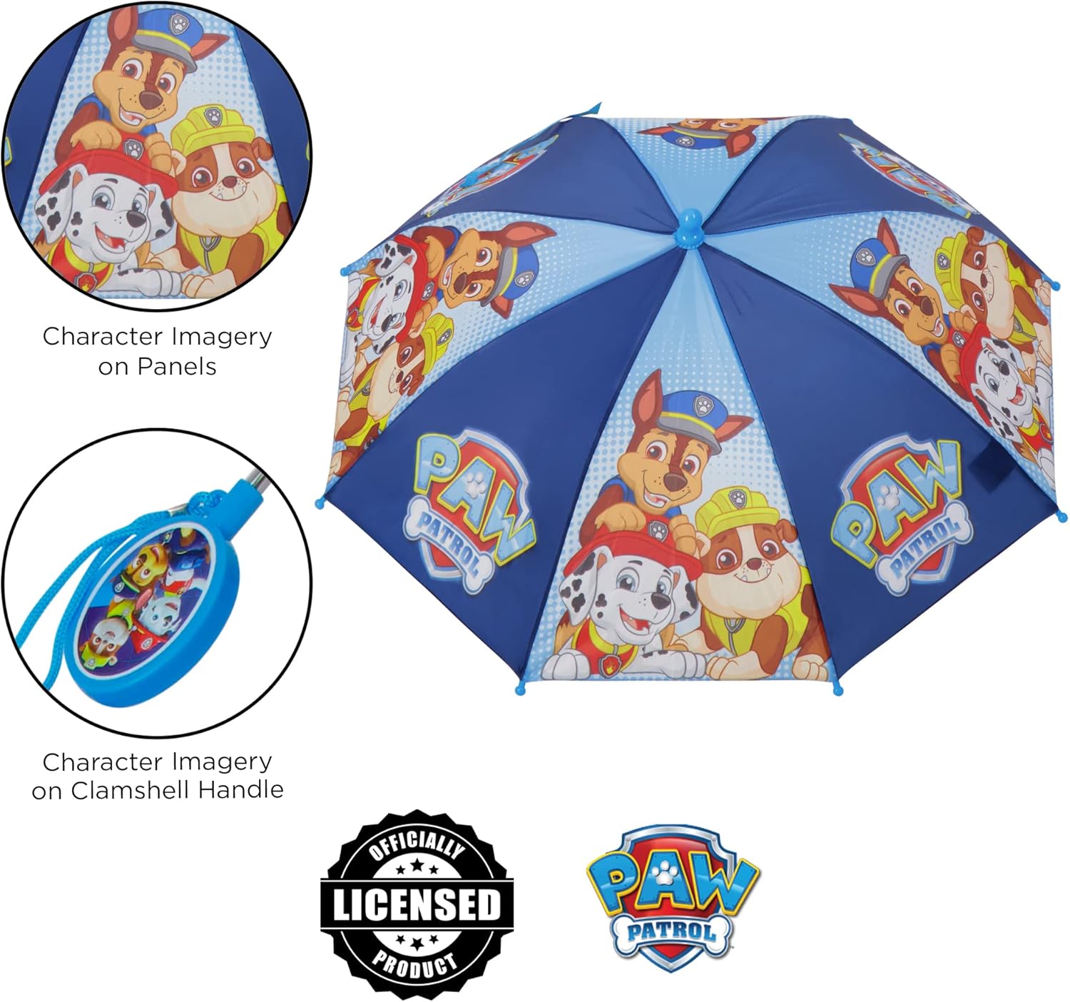 Paw Patrol Character Folding Umbrella for Kids Light Blue