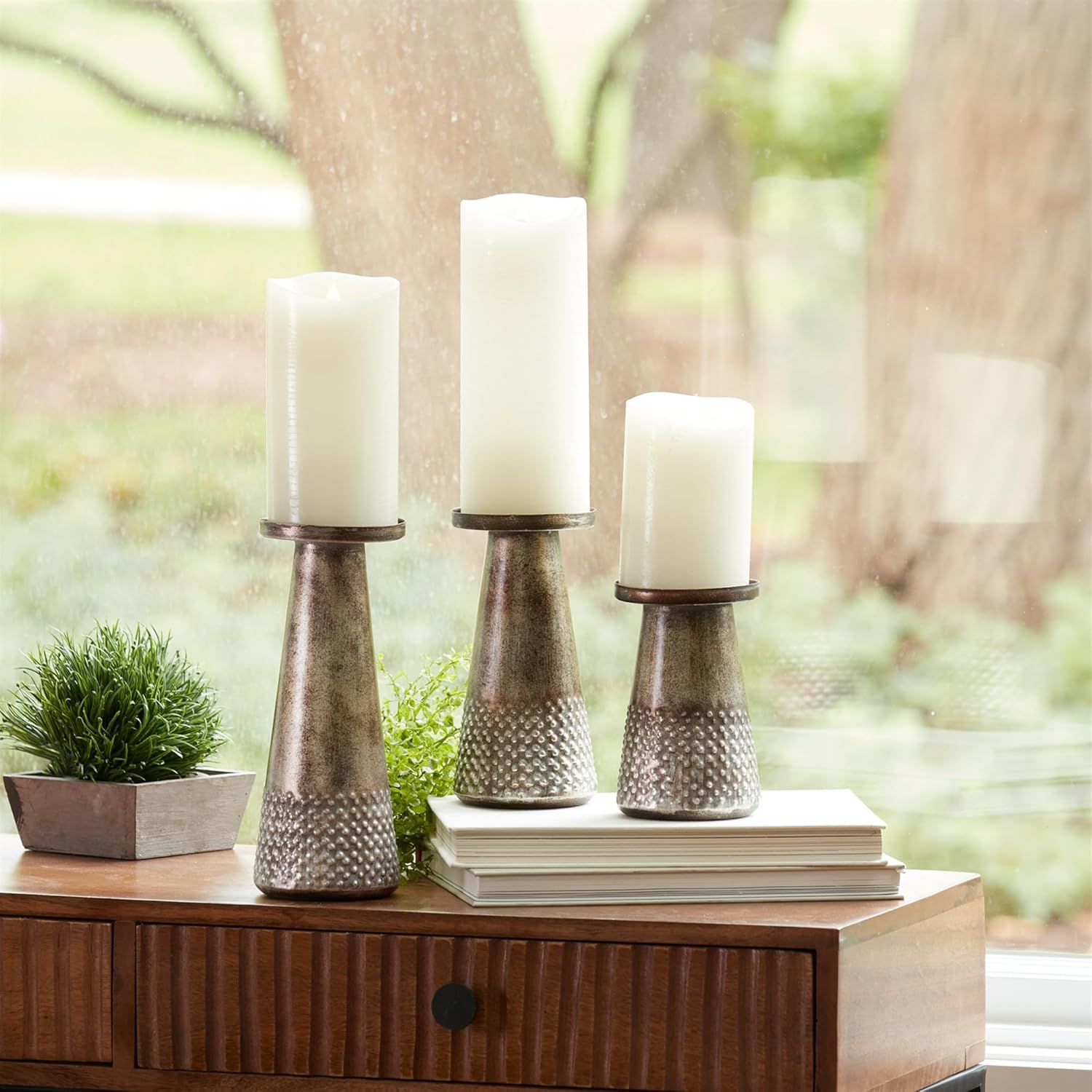 Melrose Tapered Metal Candle Holder Set of 3 1