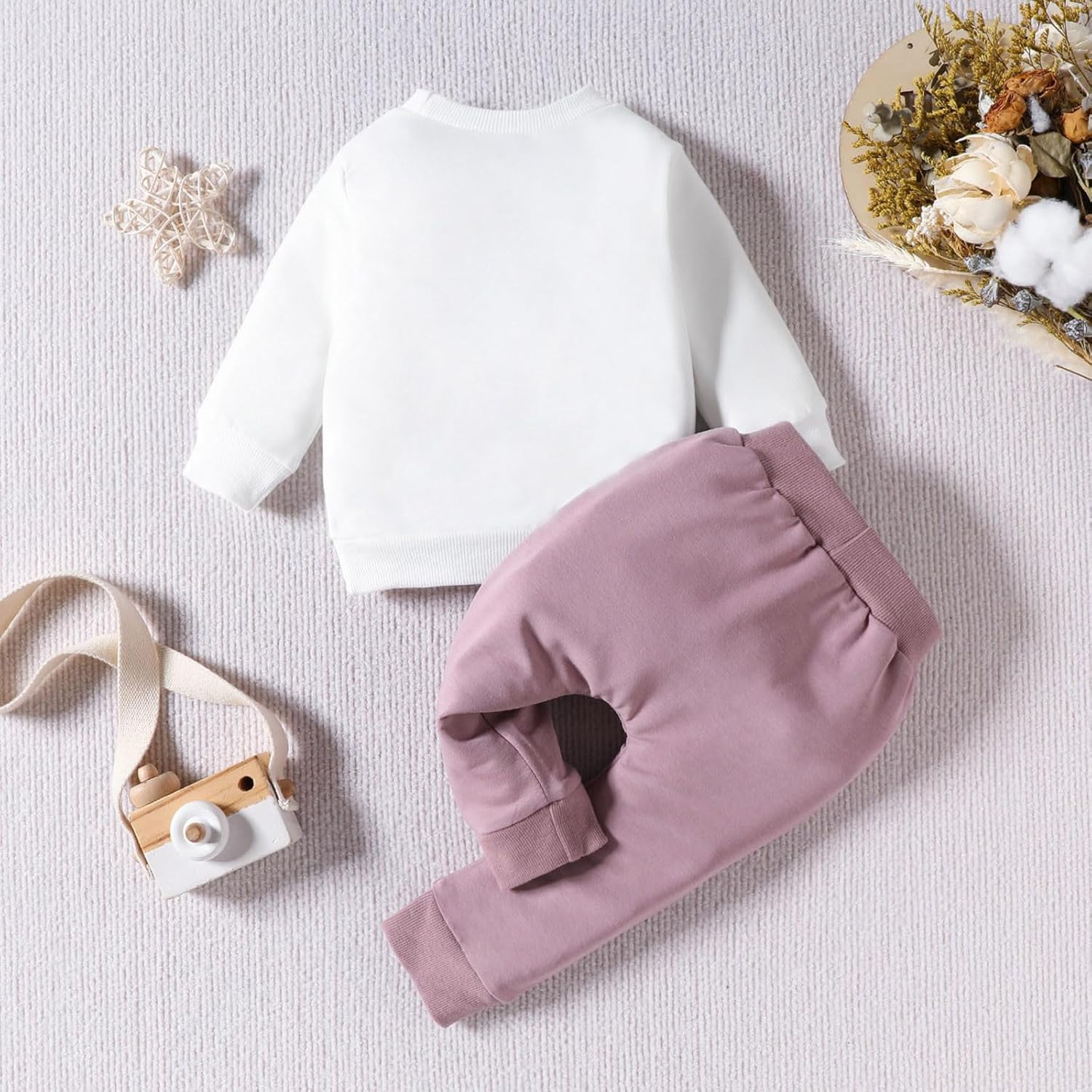 Toddler Baby Girls Winter Outfit Set with Letter Embroidery