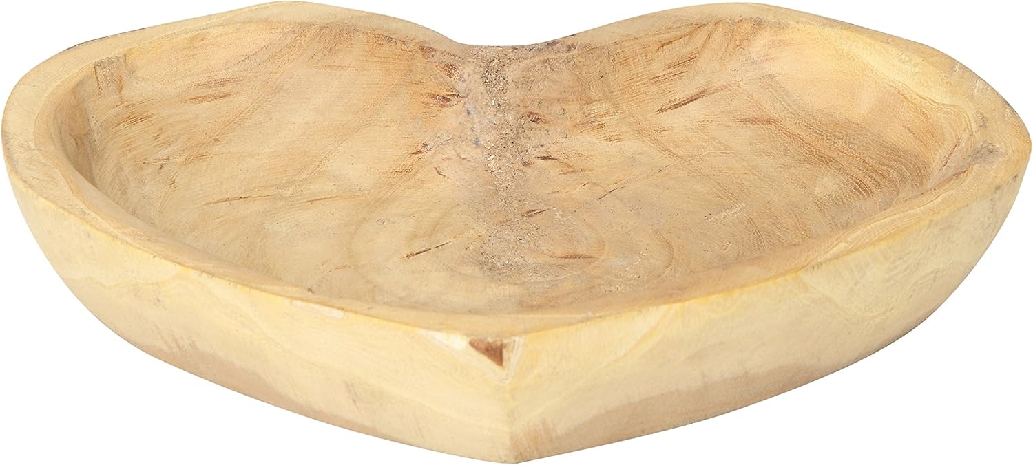 Creative Co Op Decorative Chinaberry Wood Heart Shaped Bowl