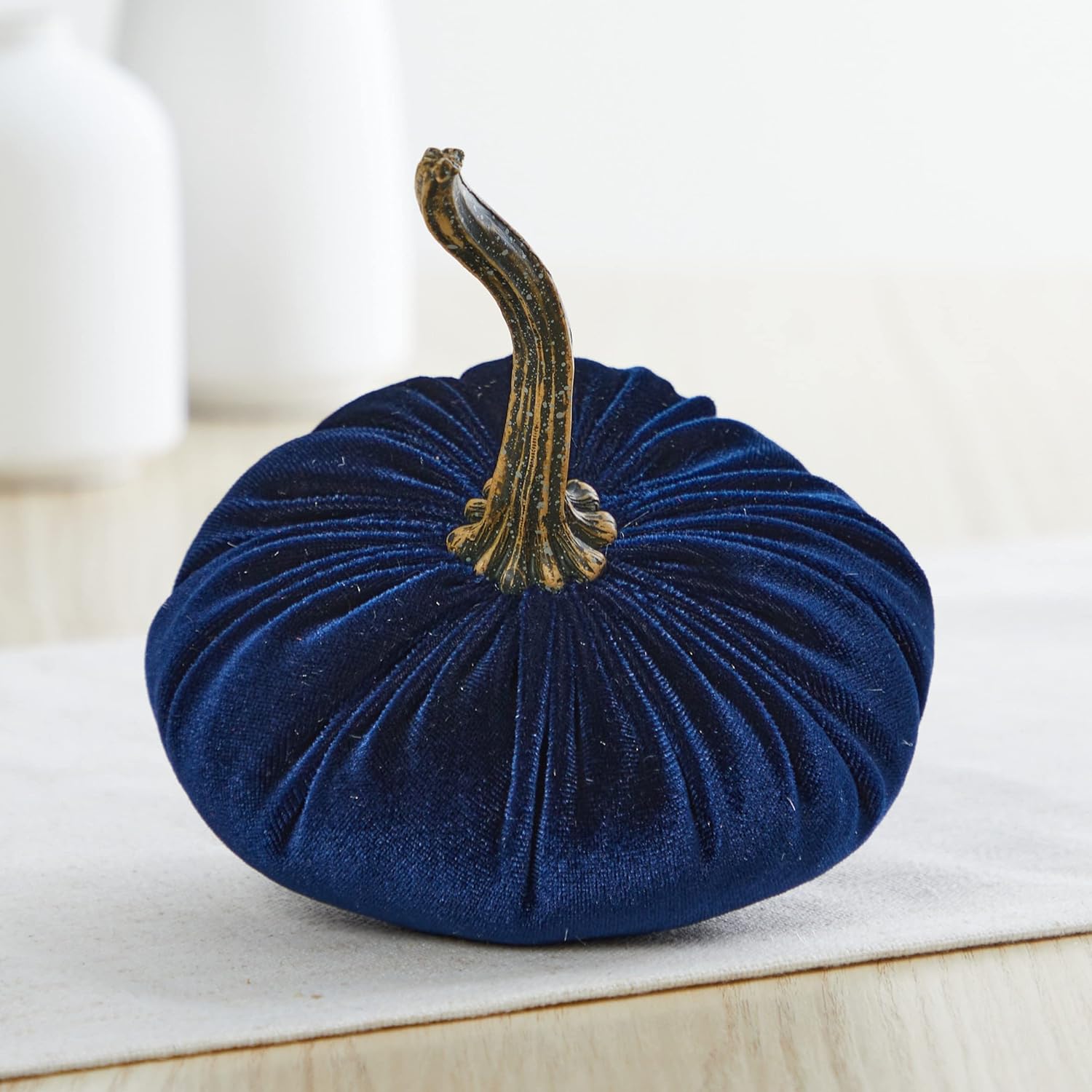 Set of 4 Small Velvet Pumpkins for Home Decor