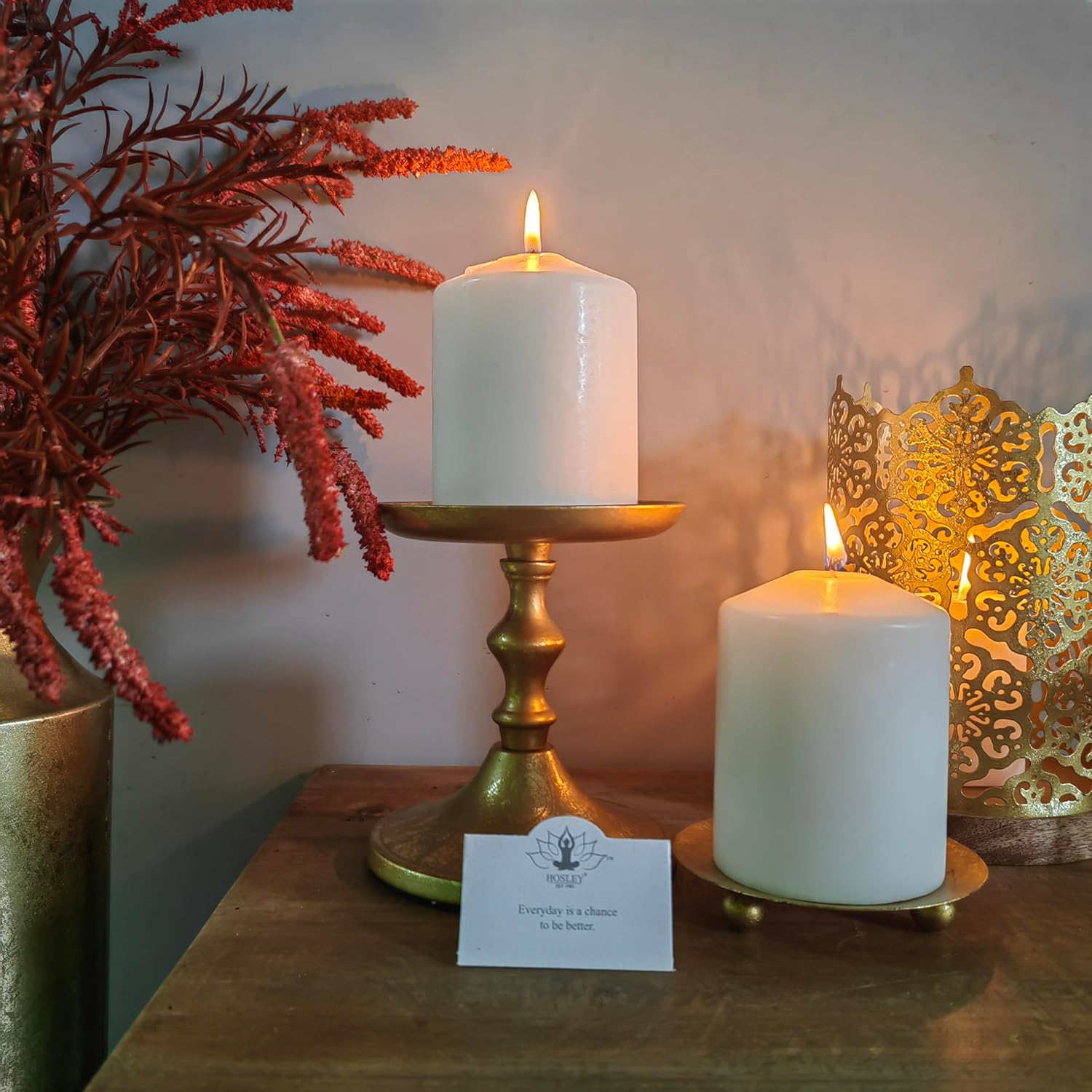 Hosley 5 Inch High Iron Pillar Candle Holder