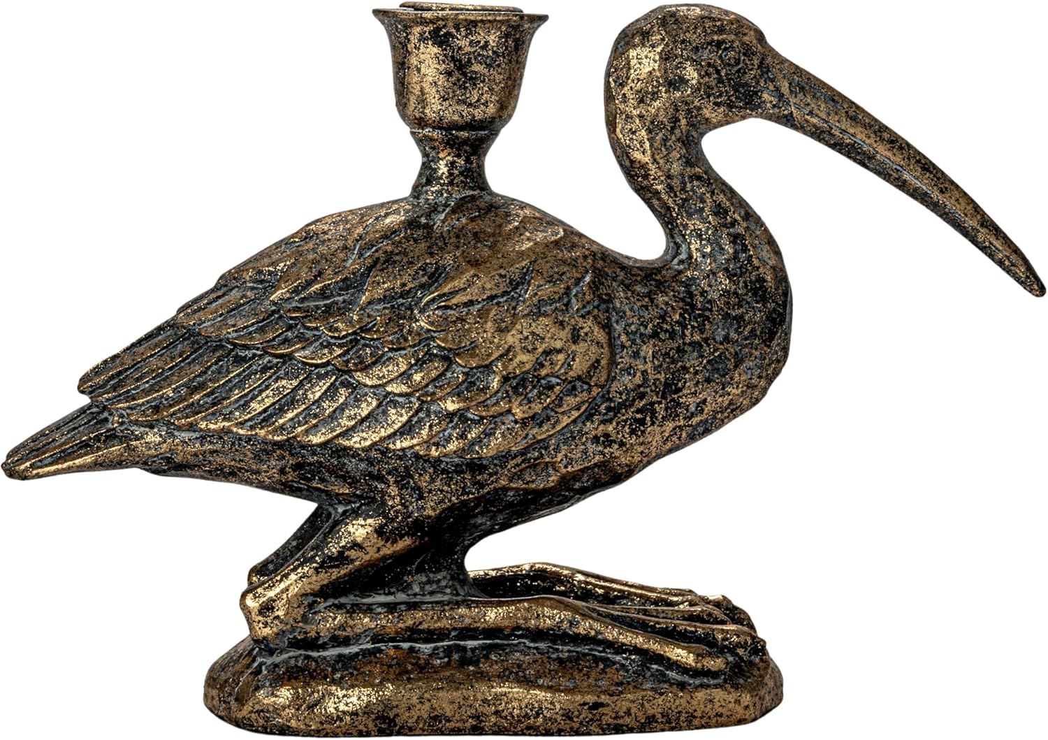 Creative Co-Op Decorative Resin Bird Taper Holder Distressed Gold
