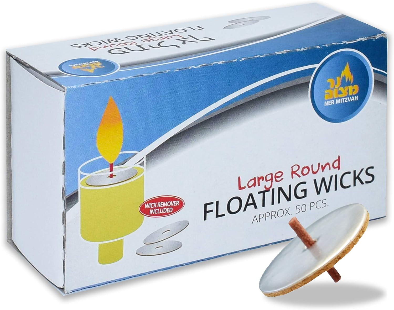 Ner Mitzvah Replacement Wicks for Oil Cups 50 Count