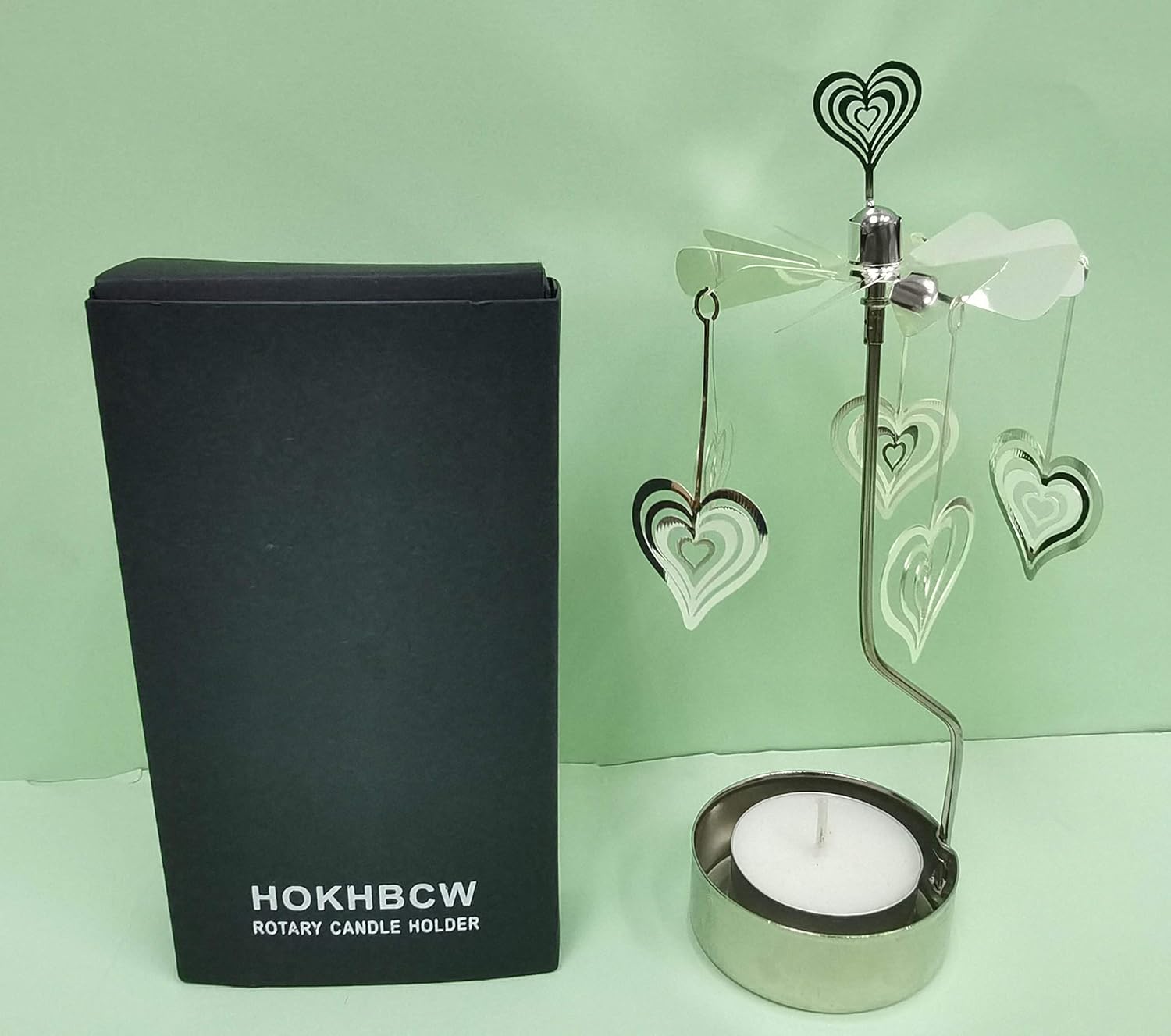 Rotary Candle Holder Spinning Metal Heart Gift