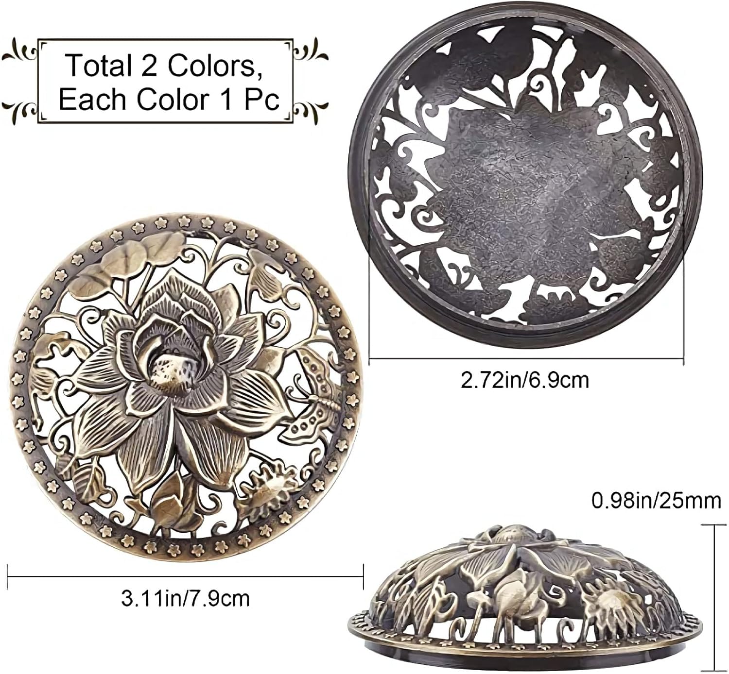 GORGECRAFT 2PCS Bronze Lotus Candle Covers for Jar Candles
