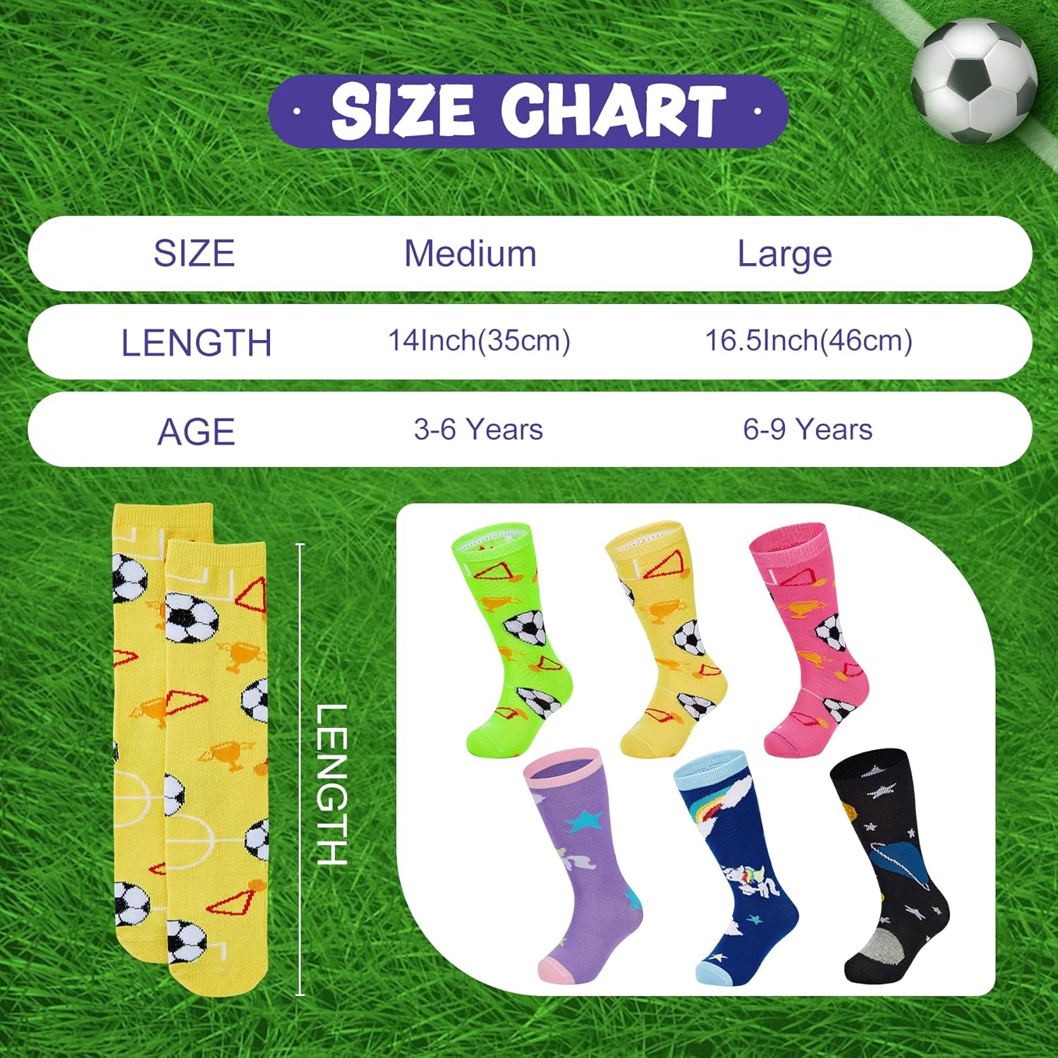 Zando Toddler Soccer Socks for Boys Girls 3-6 Years