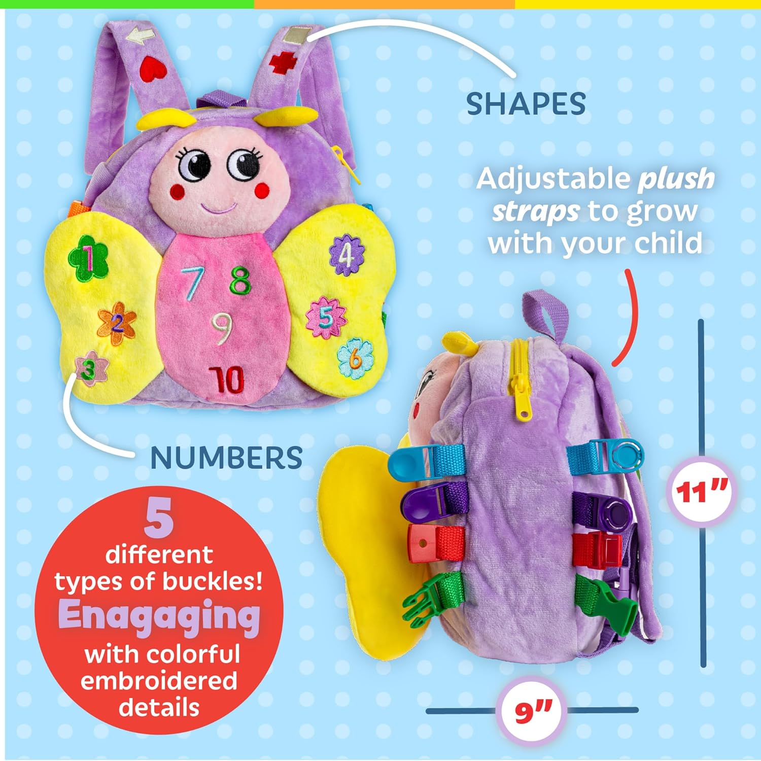 Buckle Toys Blossom Butterfly Toddler Backpack