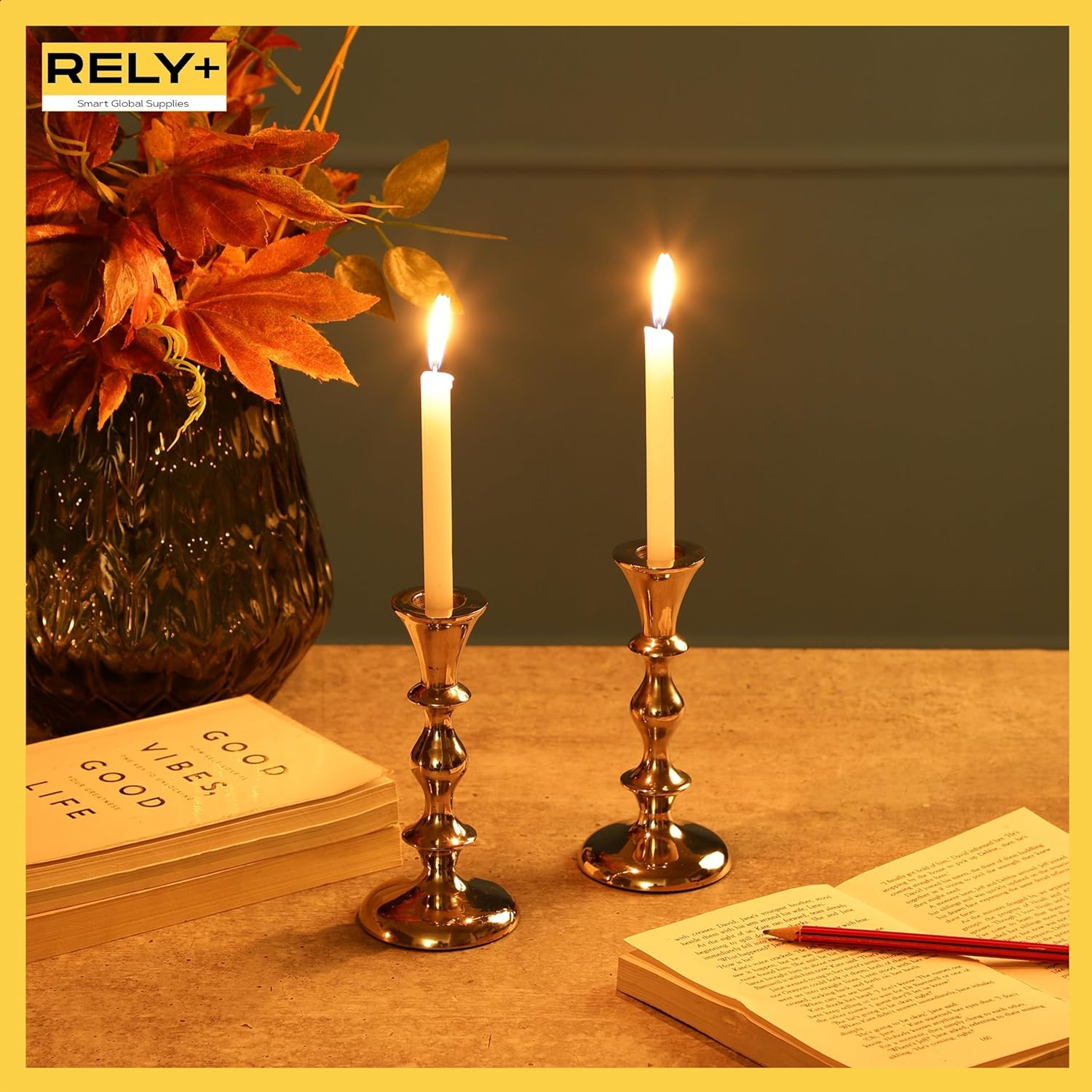 RELY Silver Candle Holder Set of 2