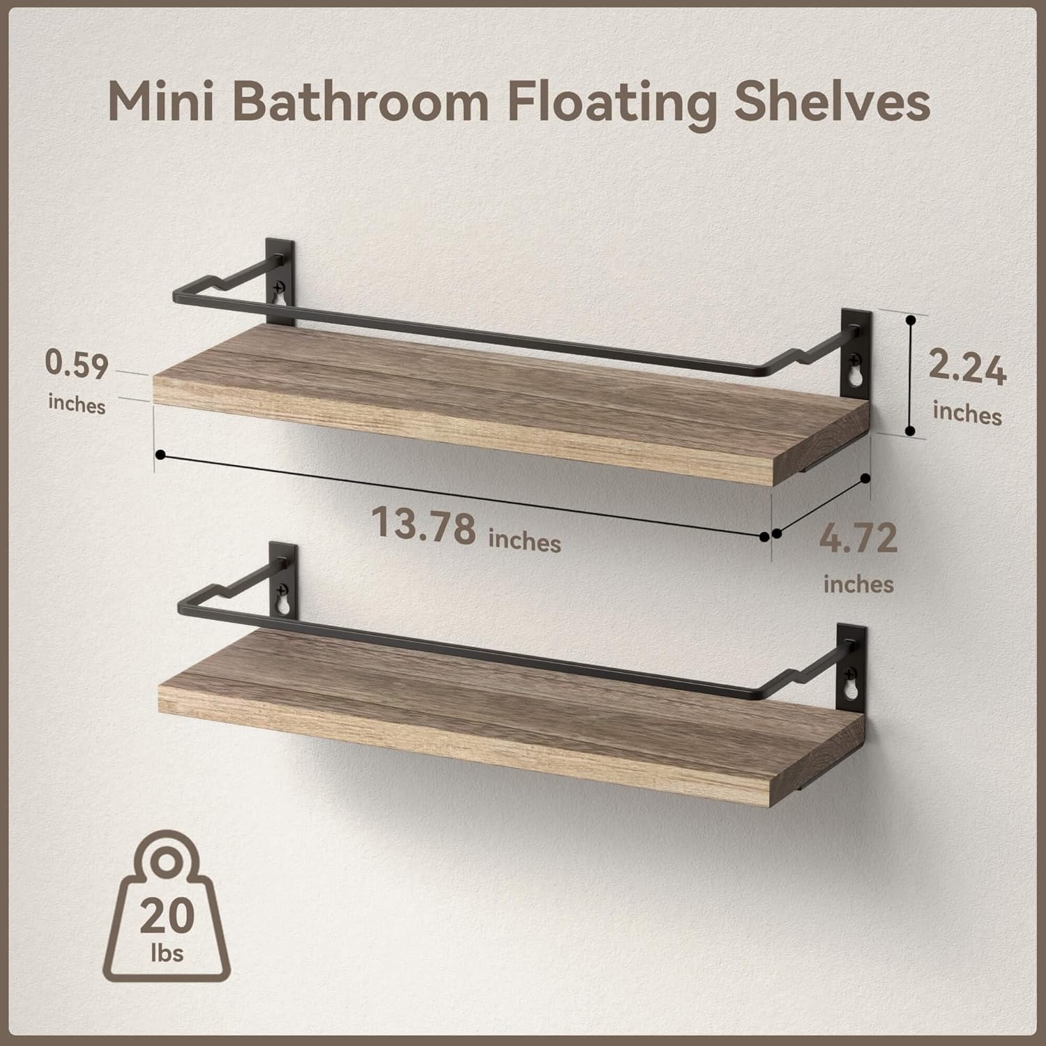 RICHER HOUSE Floating Bathroom Shelves Set of 2 Carbonized Black