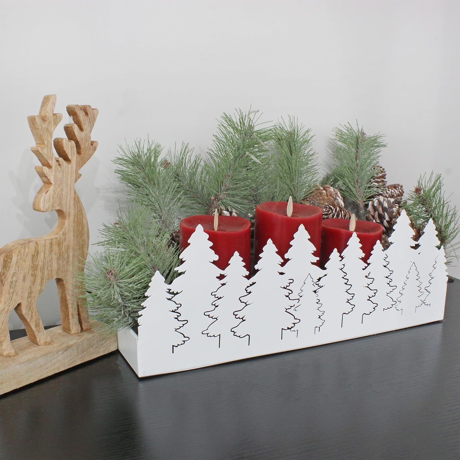 AuldHome Design Christmas Tree Galvanized Tray White