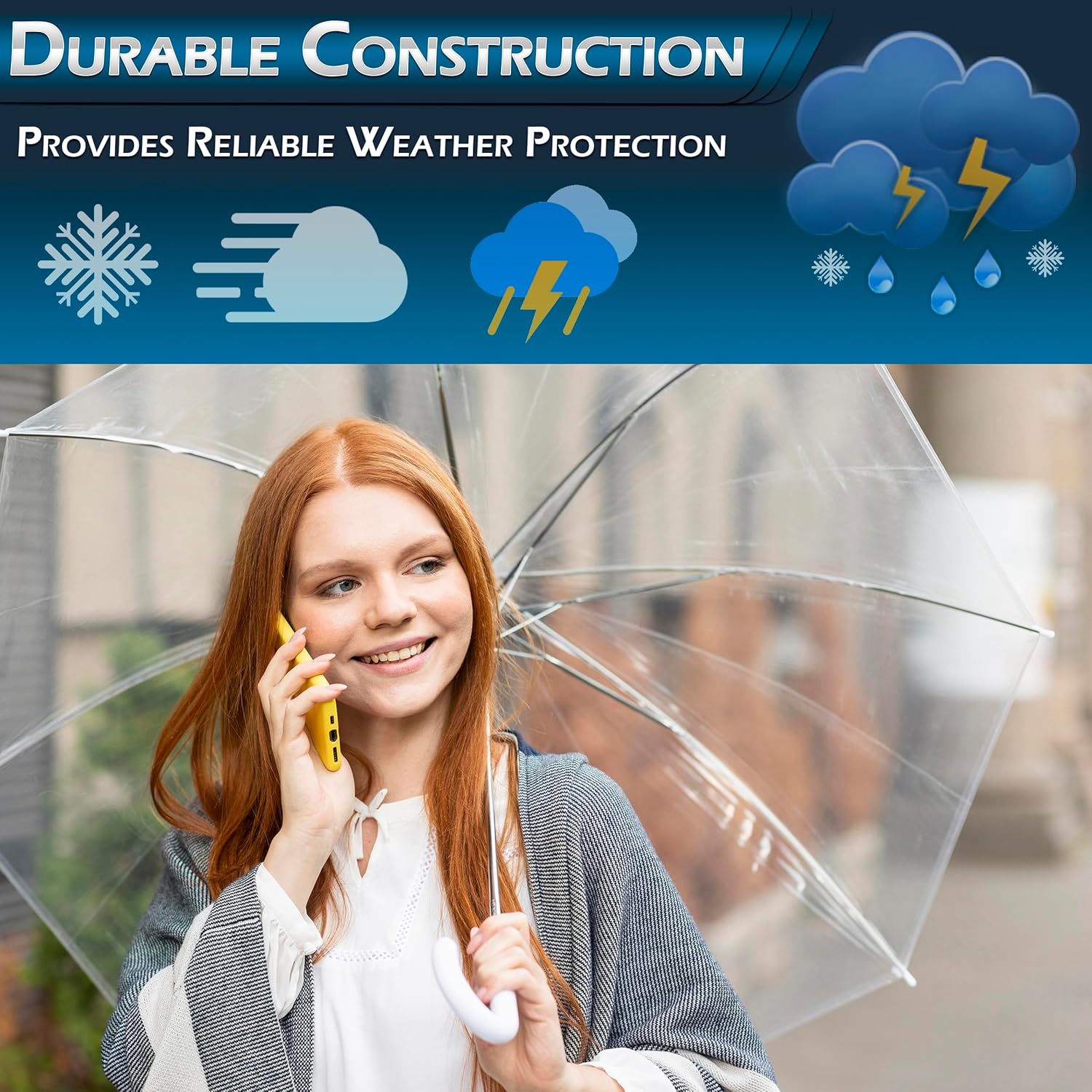 Home-X Clear Bubble Umbrella - Wind-Resistant Durable 1 Pack