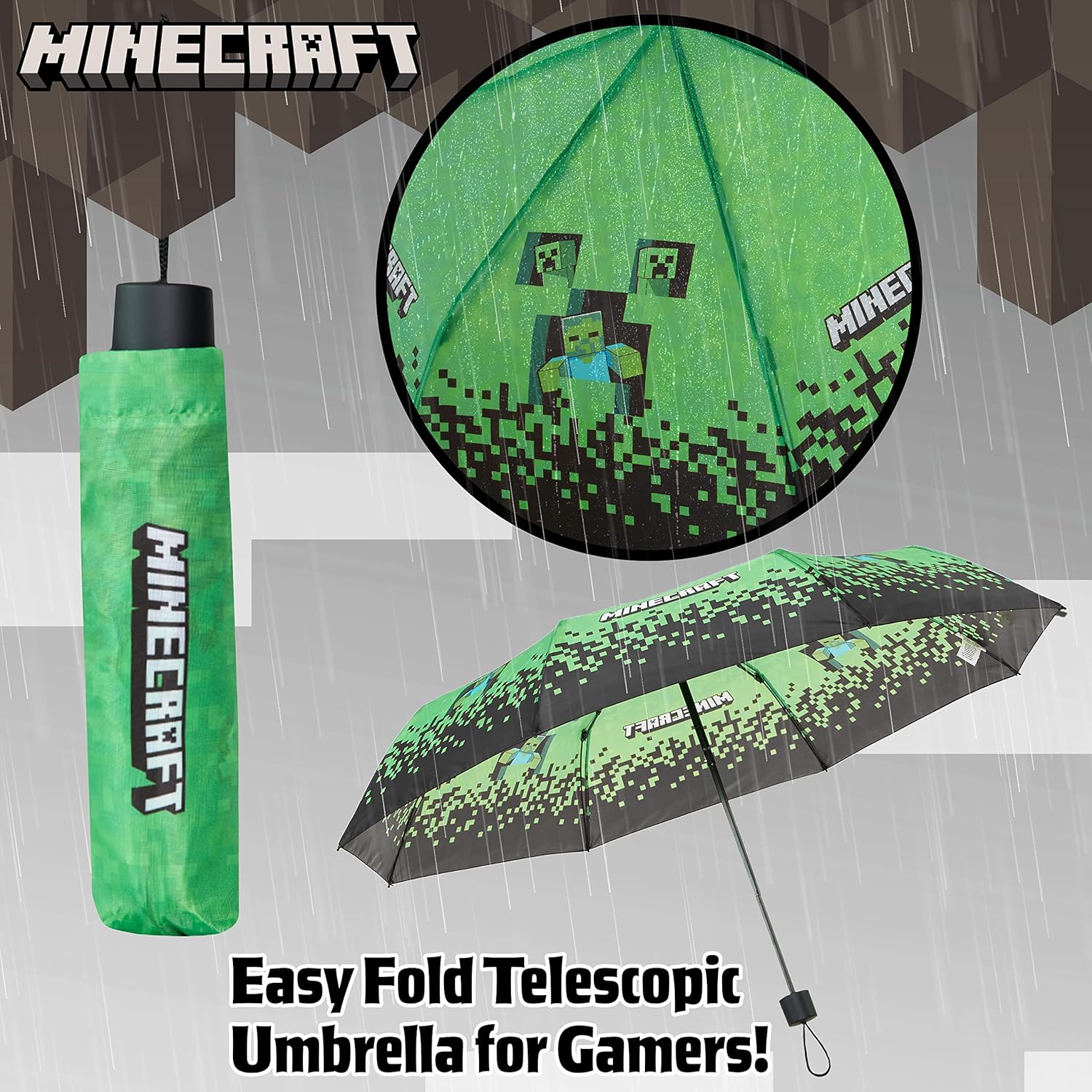 Minecraft Folding Umbrella for Boys Girls