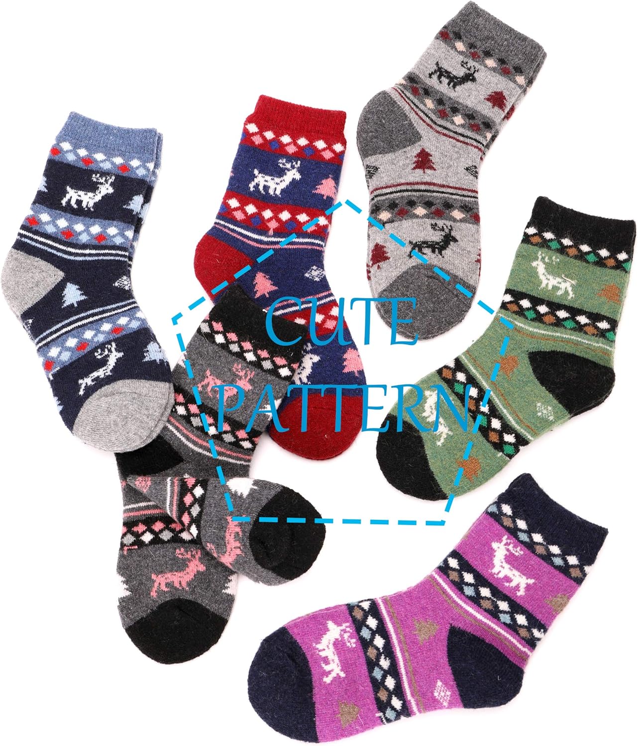 ProEtrade Thick Merino Wool Socks 6 Pack Kids Winter Hiking