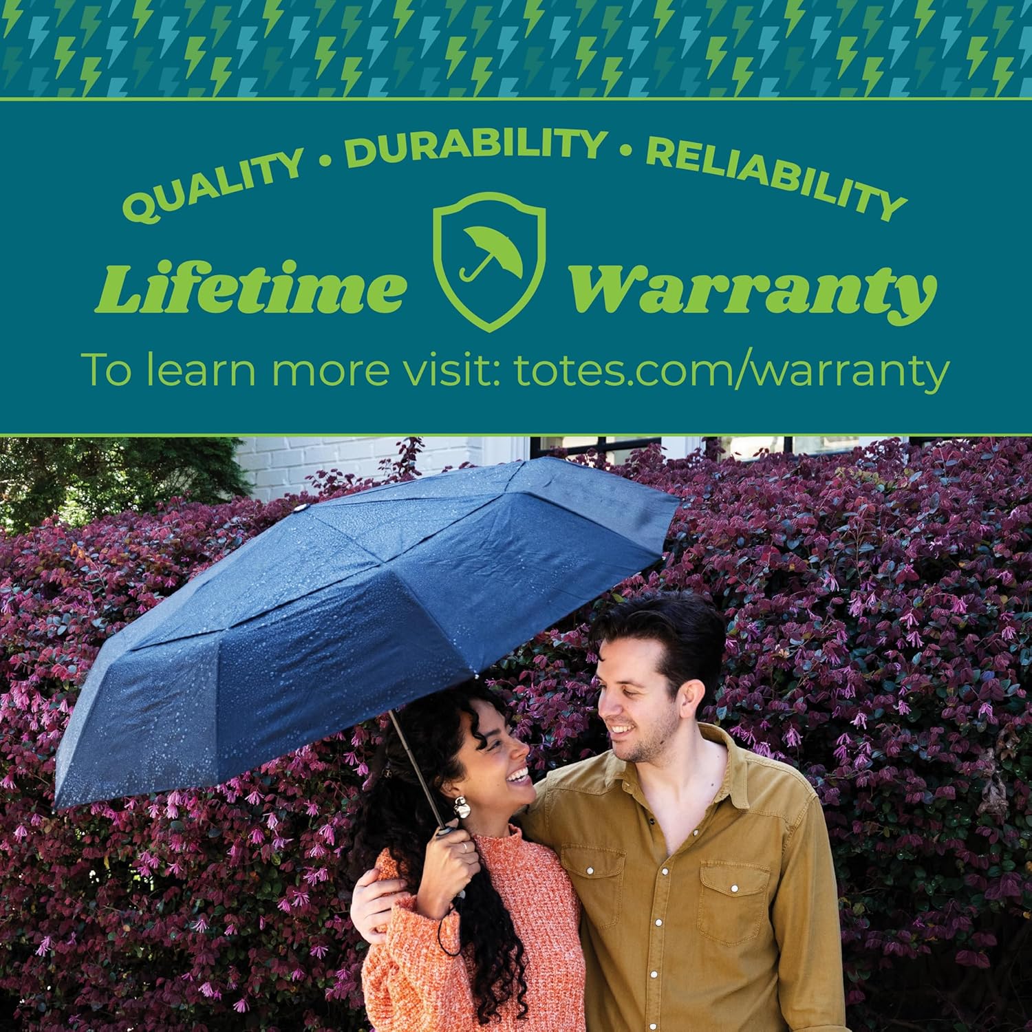 Totes Mens and Womens Ultimate Folding Umbrella with Auto Open Close