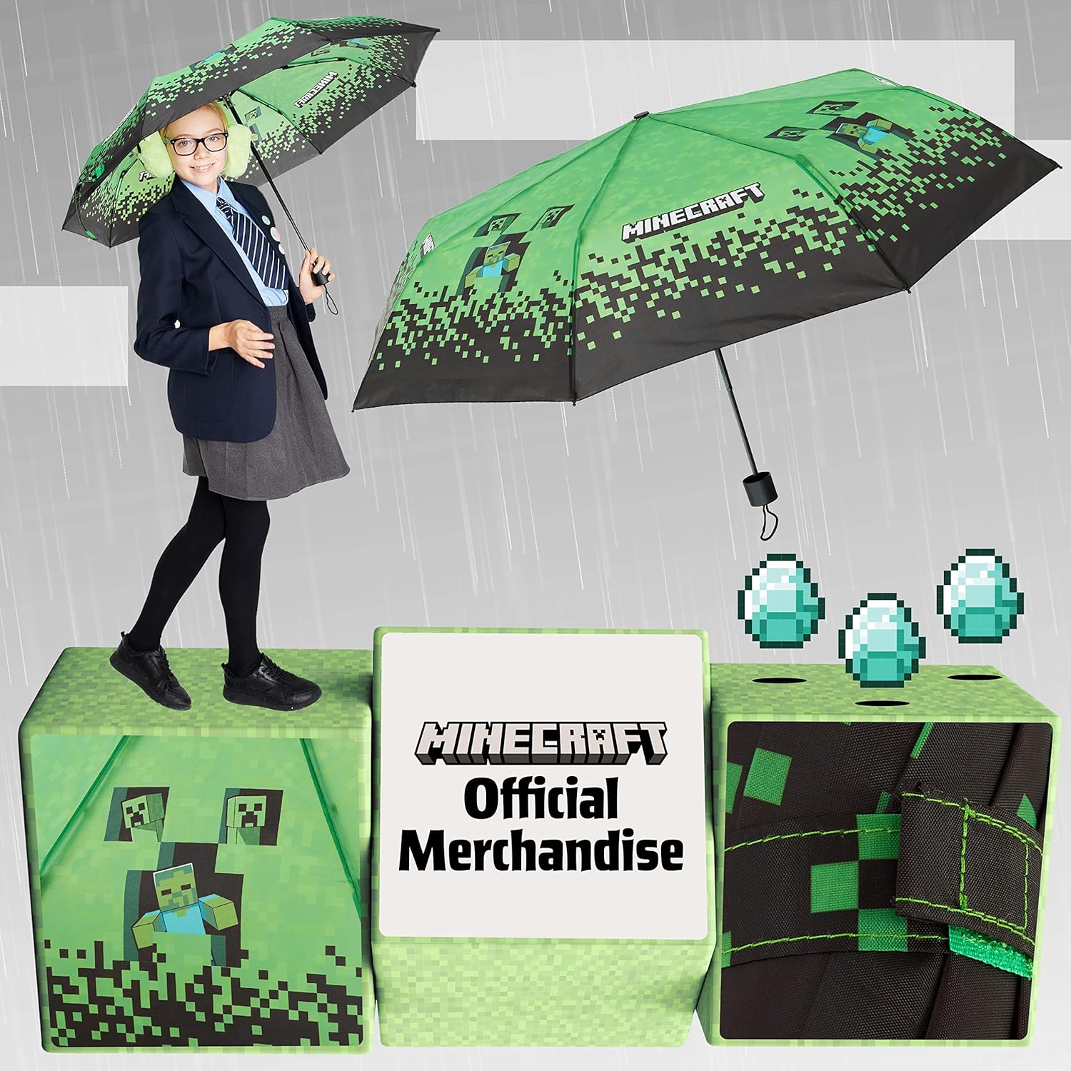 Minecraft Folding Umbrella for Boys Girls